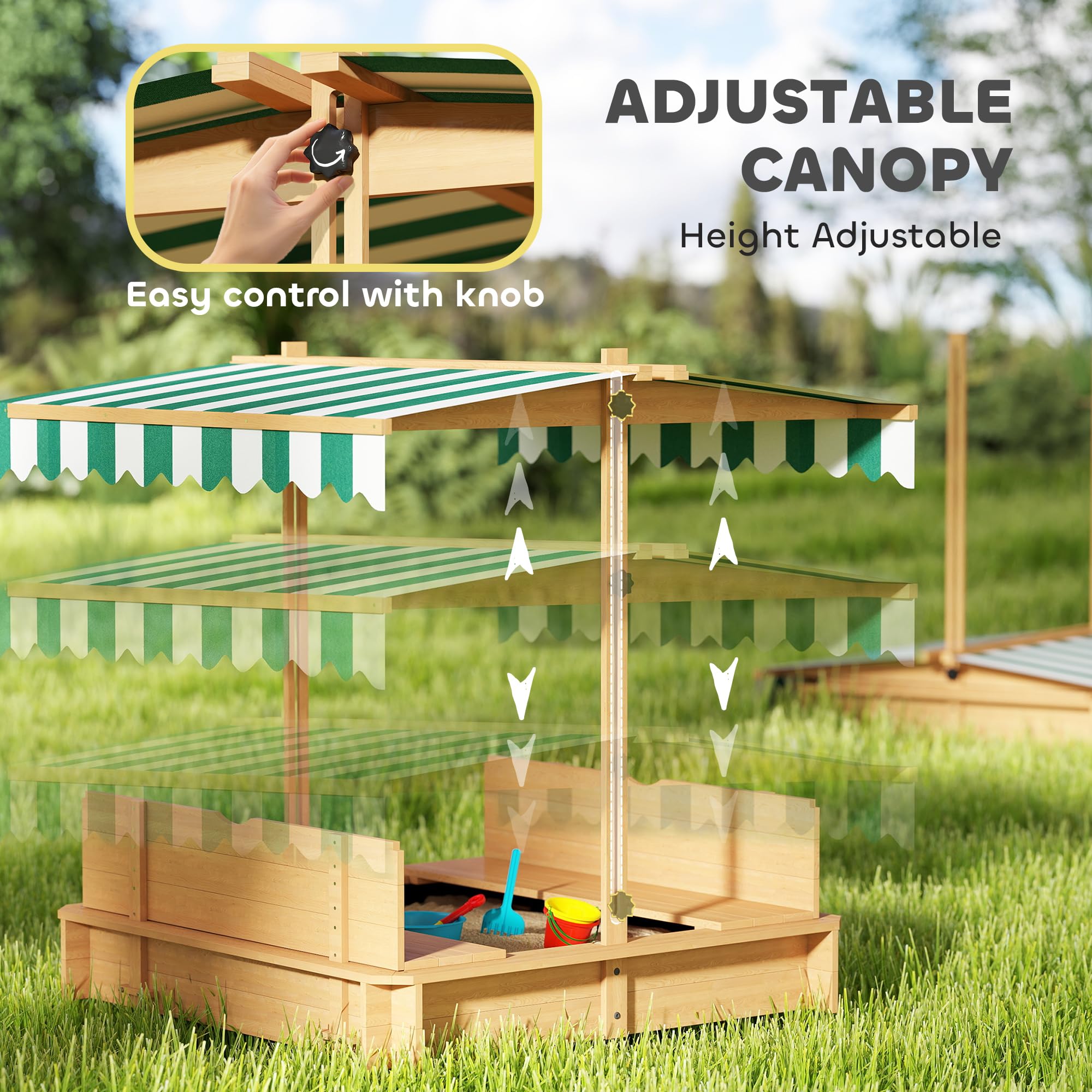Wooden Sandbox with Canopy and Lid