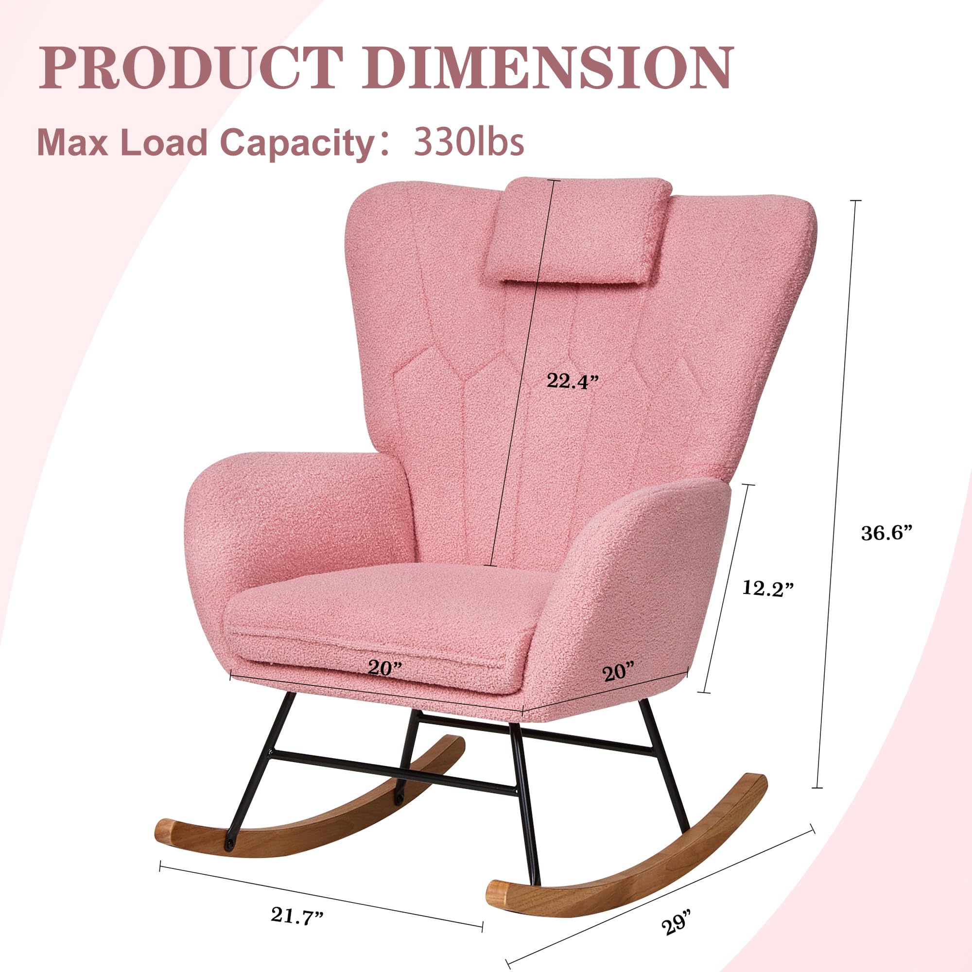 Nursery Rocking Chair with Thick Headrest