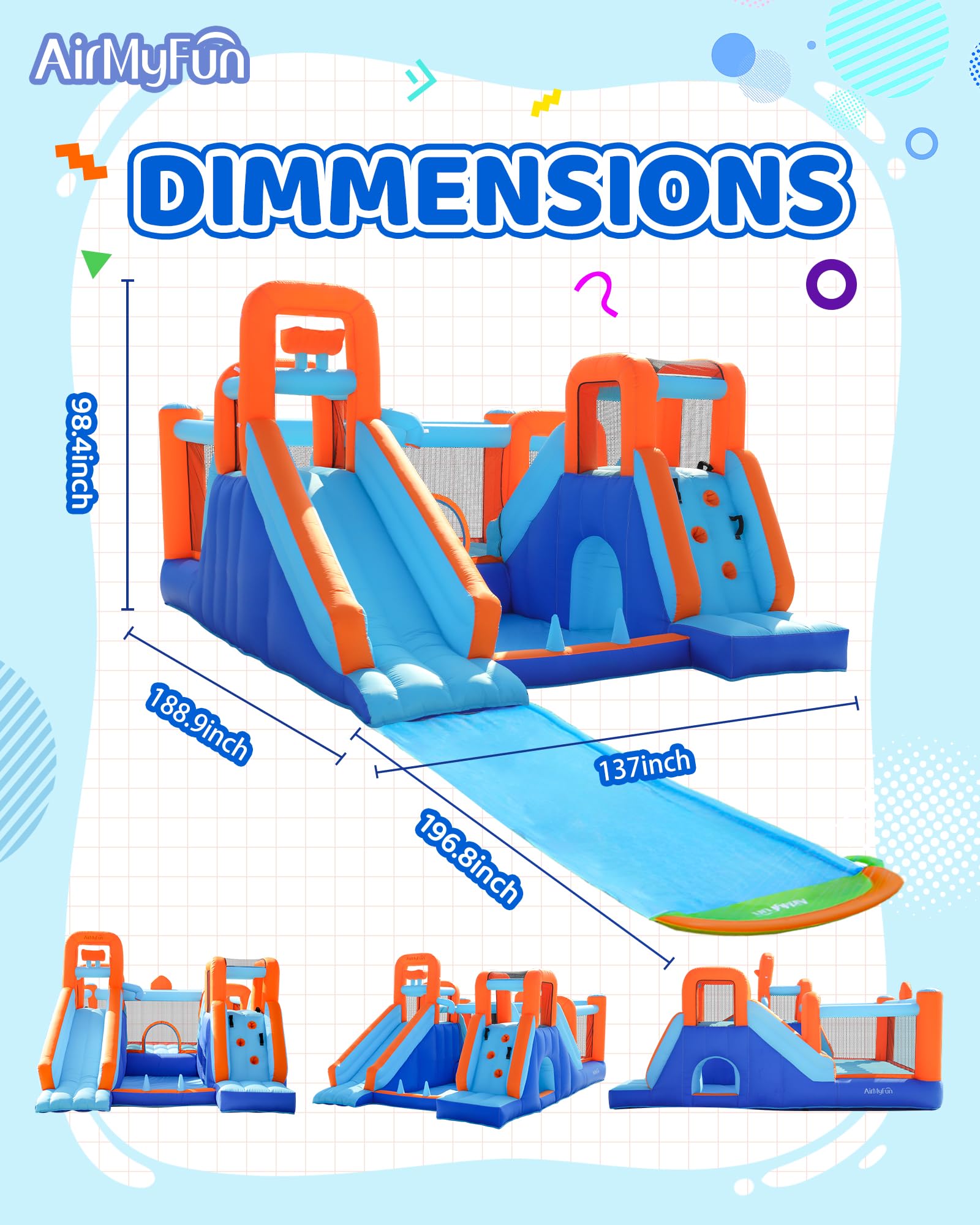 Inflatable Bounce House with Double Slide and Ball Pit