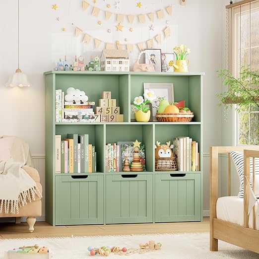 Toy Storage Organizer with 3 Movable Drawers, Floor Storage Cabinet