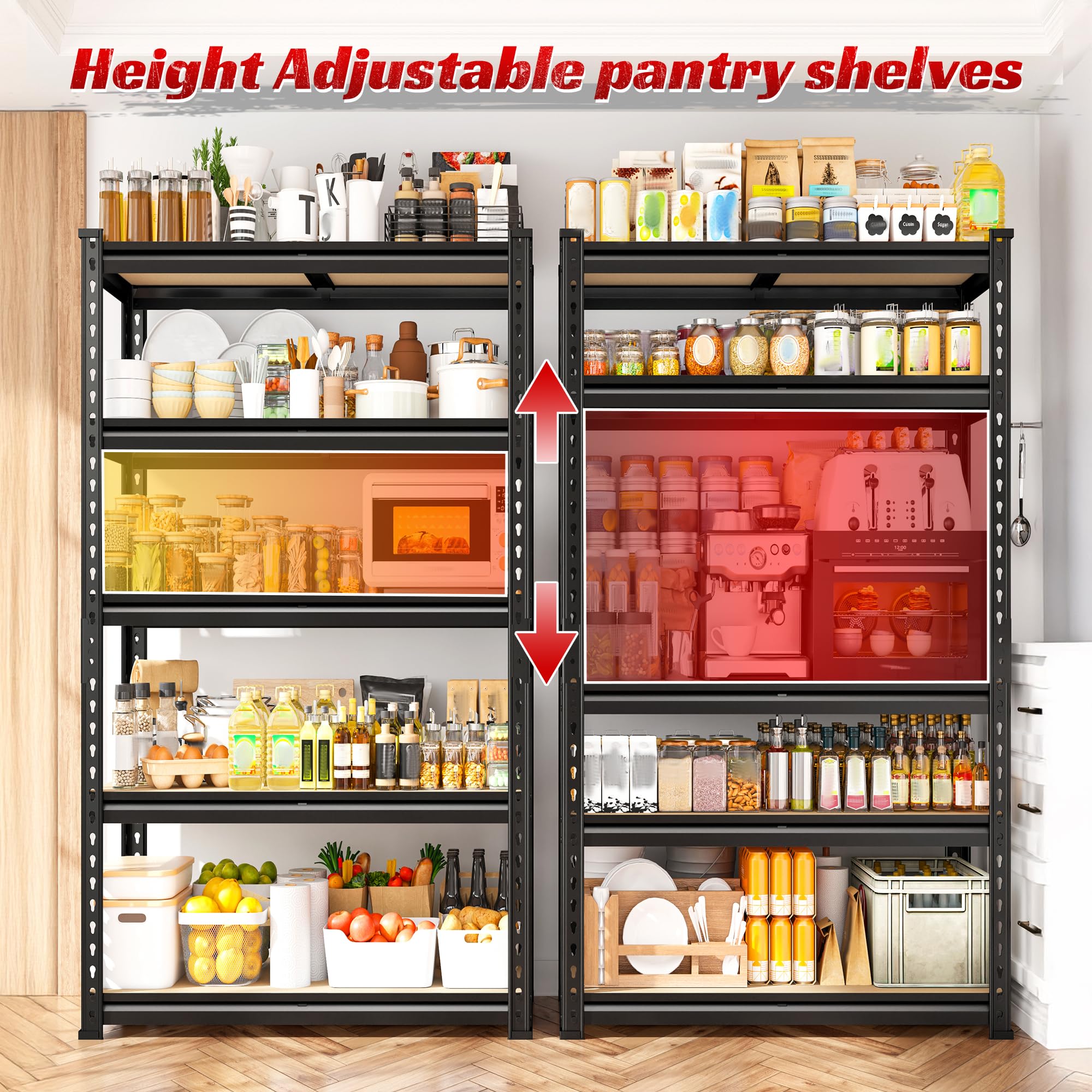 5-Tier Heavy Duty Metal Storage Shelves Set of 2