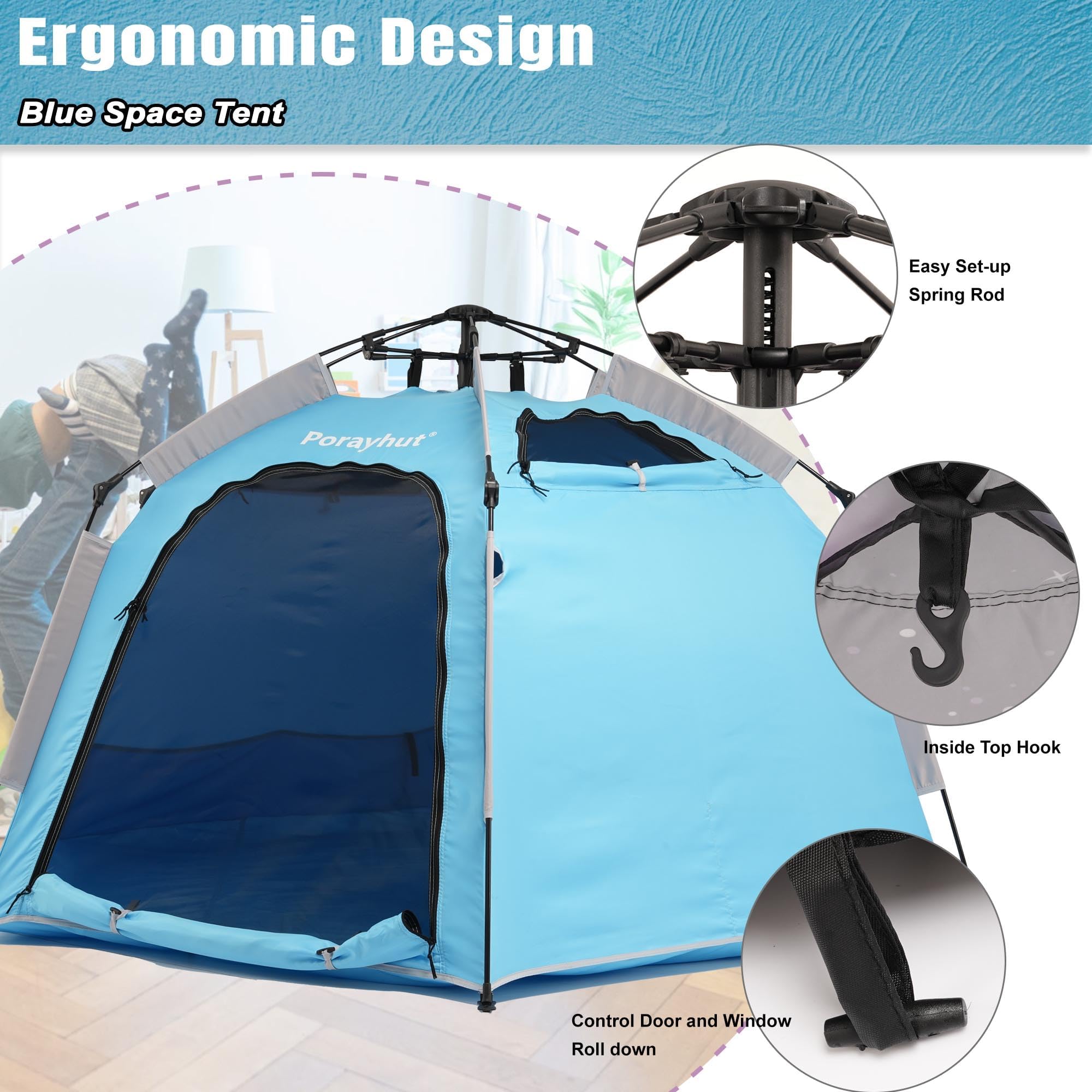 Hexagon Kids Play Tent with LED Lights