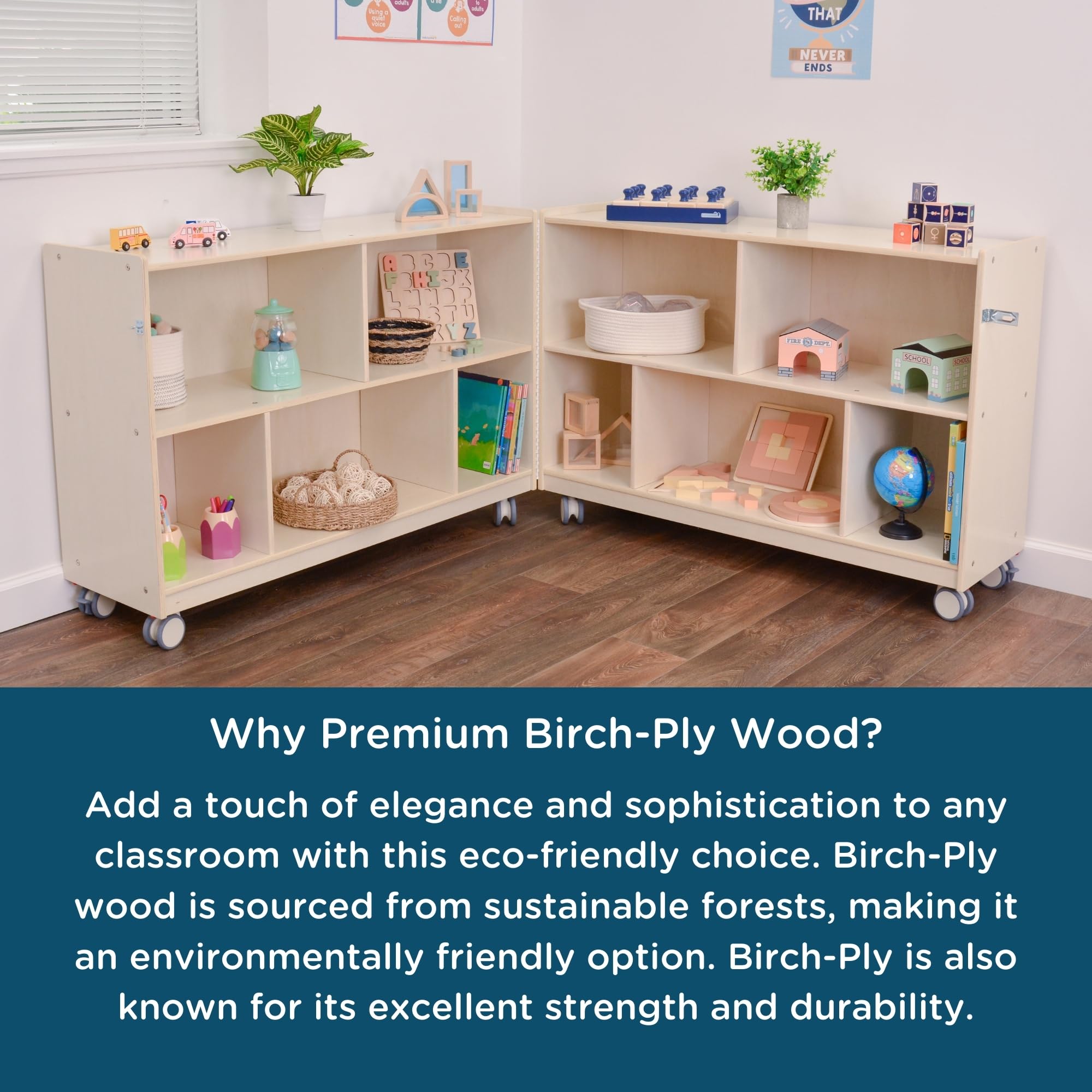 Mobile Fold-N-Lock Storage Shelf for Classroom and Daycare