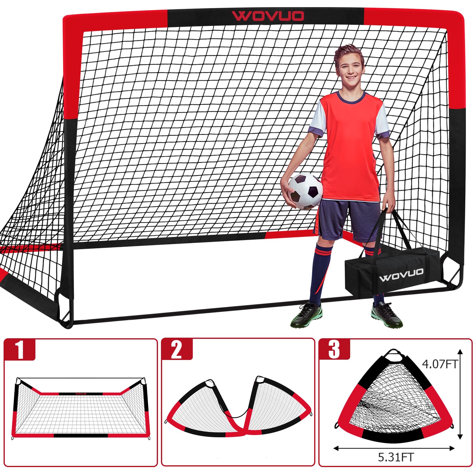 Portable Soccer Goals Set of 2 - 6x4 ft with Training Equipment