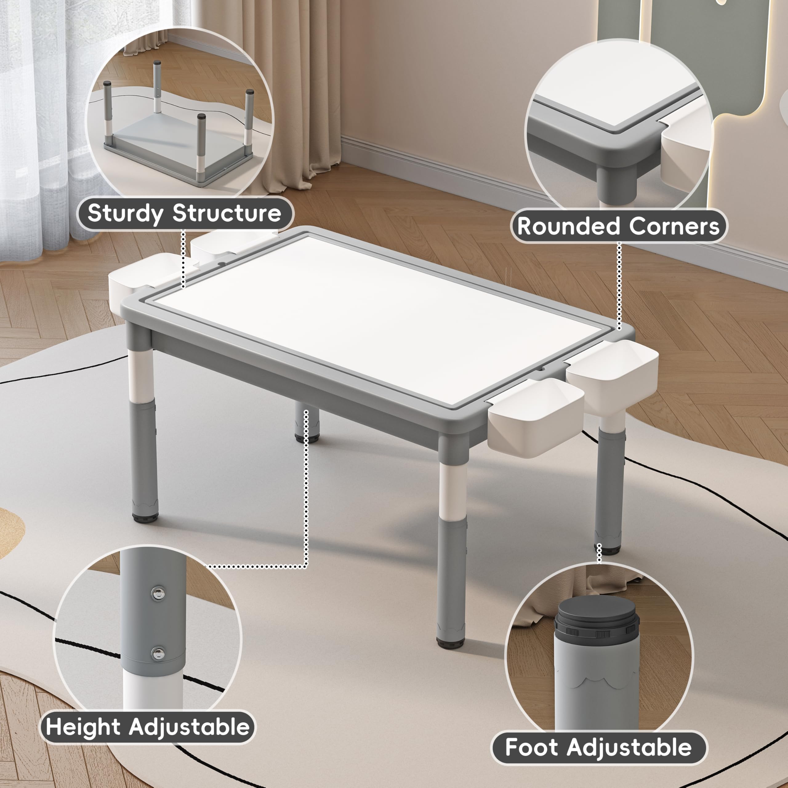 Height Adjustable Kids Activity Table and 2 Chairs Set