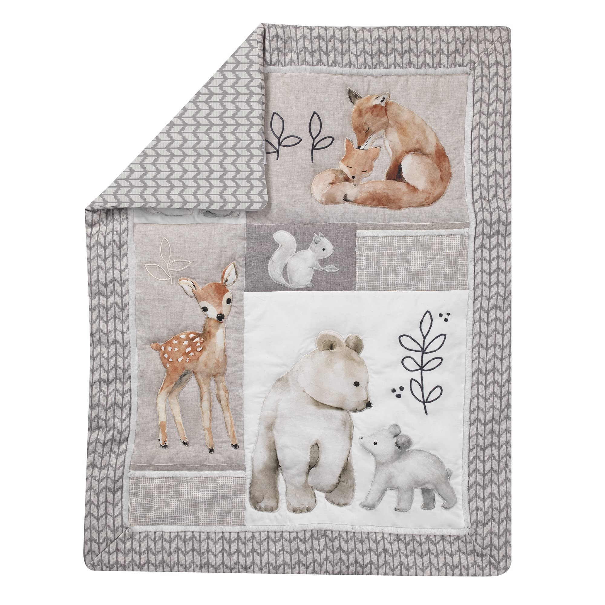 Painted Forest 4-Piece Crib Bedding Set - Gray