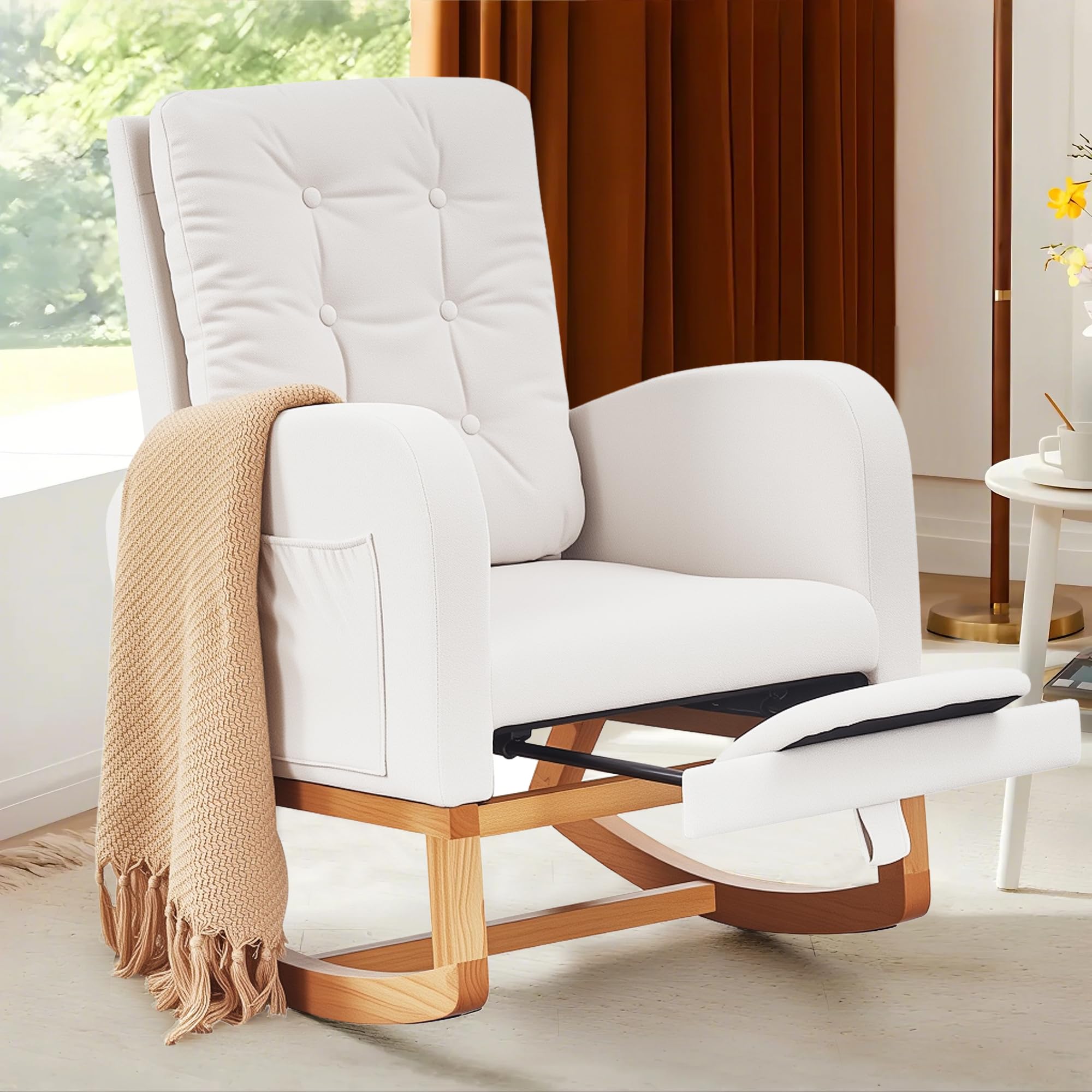 Sherpa Rocking Chair with High Back and Side Pocket