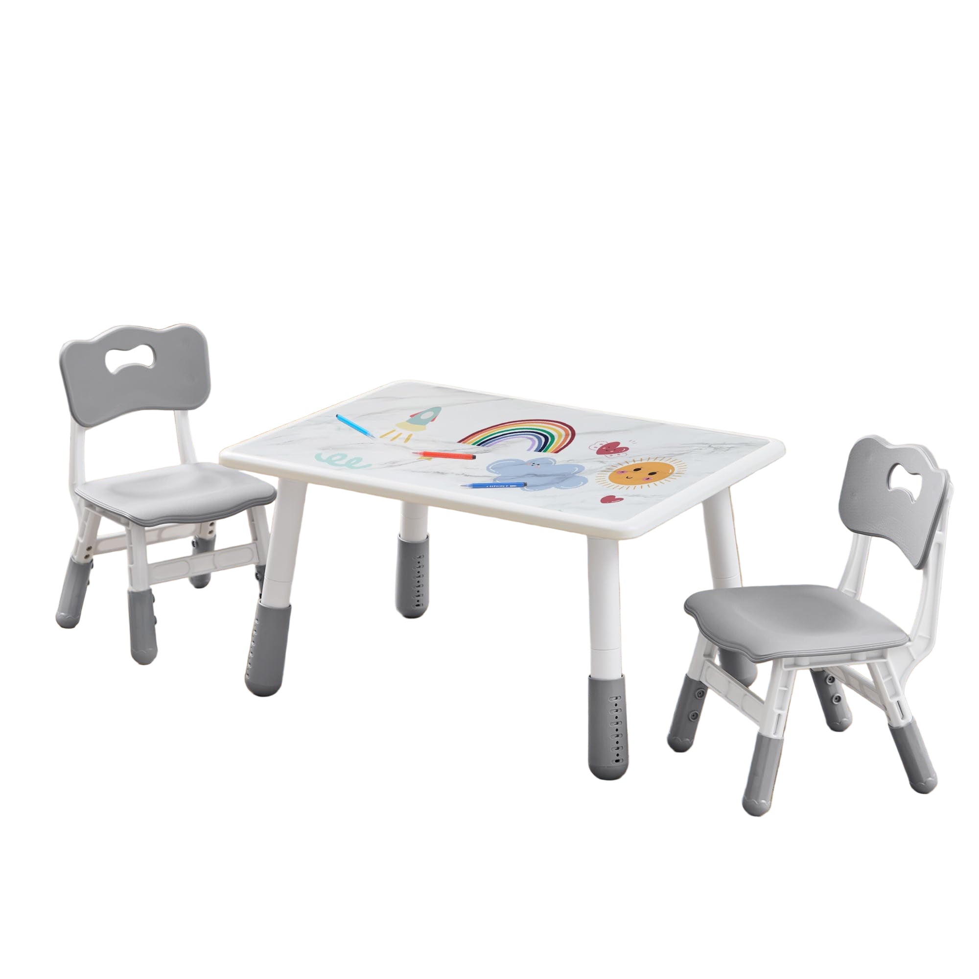 Adjustable Kids Table and 2 Chair Set, Height Adjustable Multi-Activity Play Desk