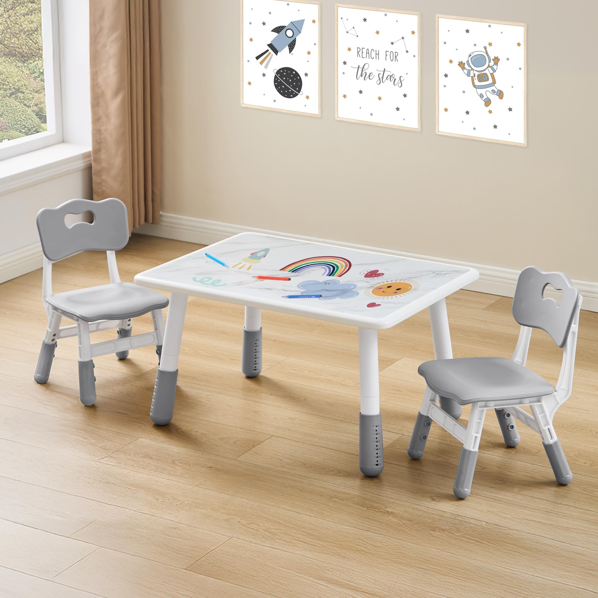 Height Adjustable Kids Table and Chair Set