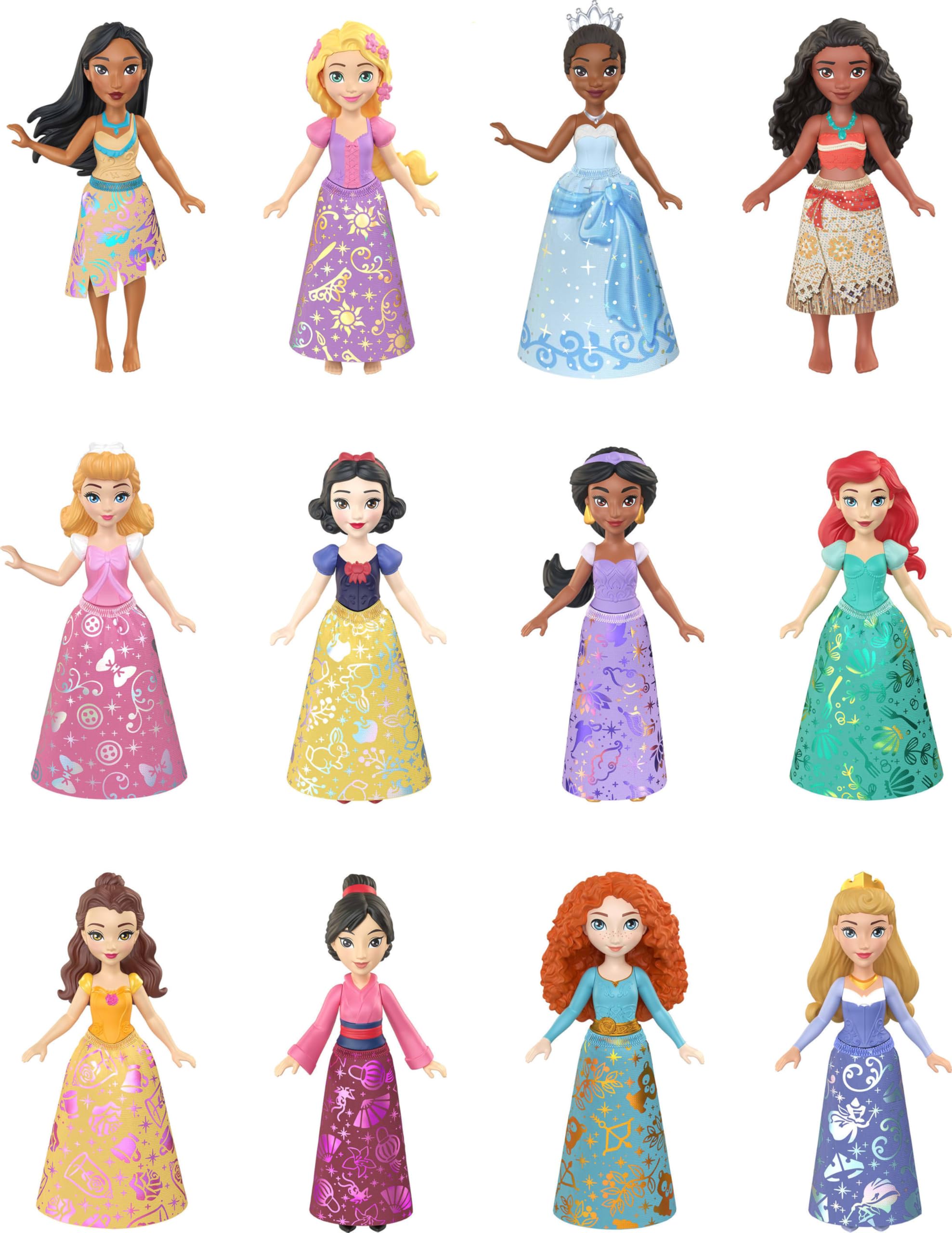 Disney Princess Toys, Ultimate Princess Pack with 12 Small Posable Dolls in Signature Outfits