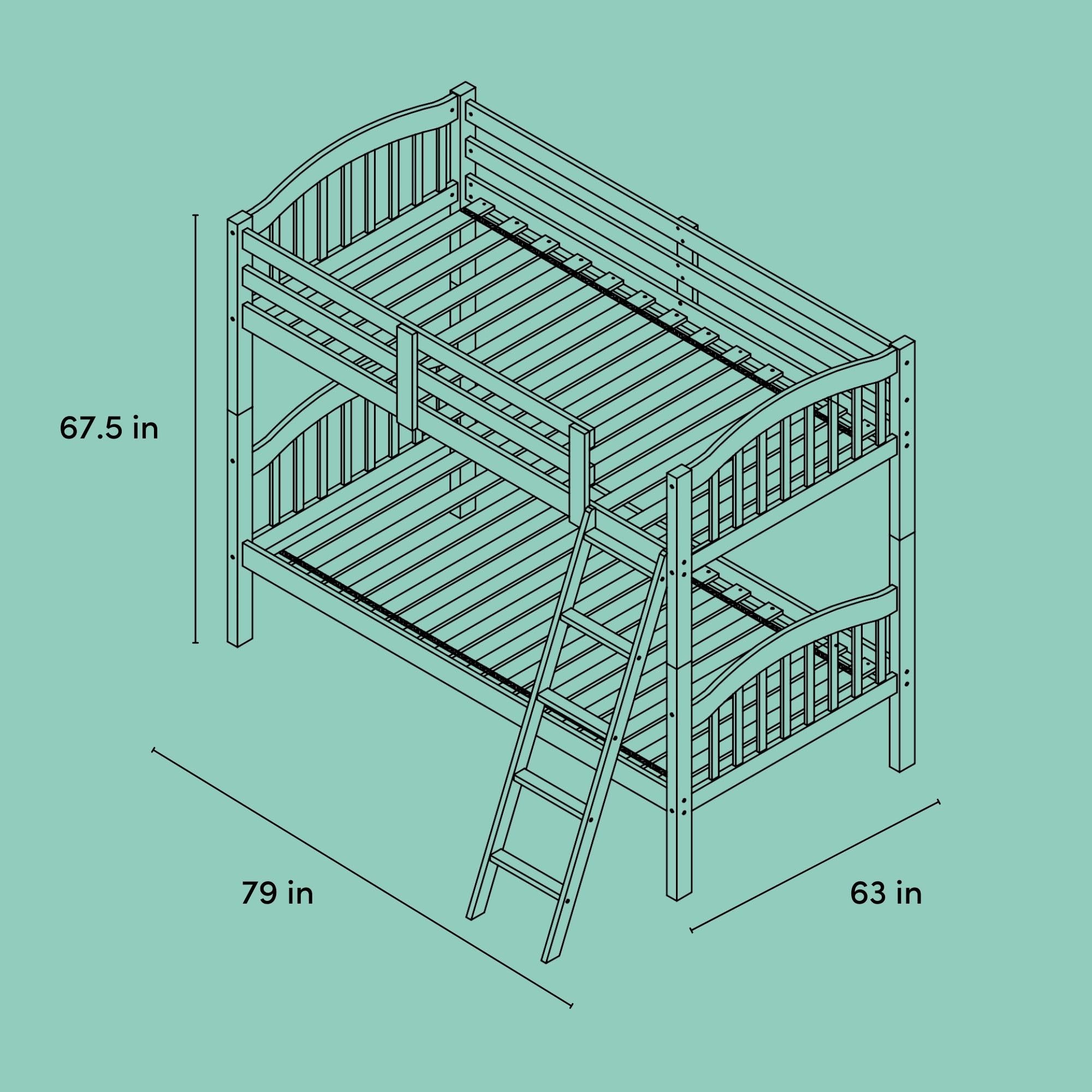 Twin Over Twin Bunk Bed with Ladder