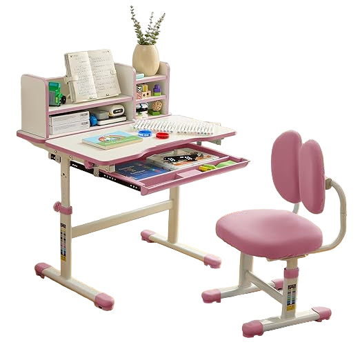 Ergonomic Kids Desk＆Chair Set with 60° Tilted Tabletop