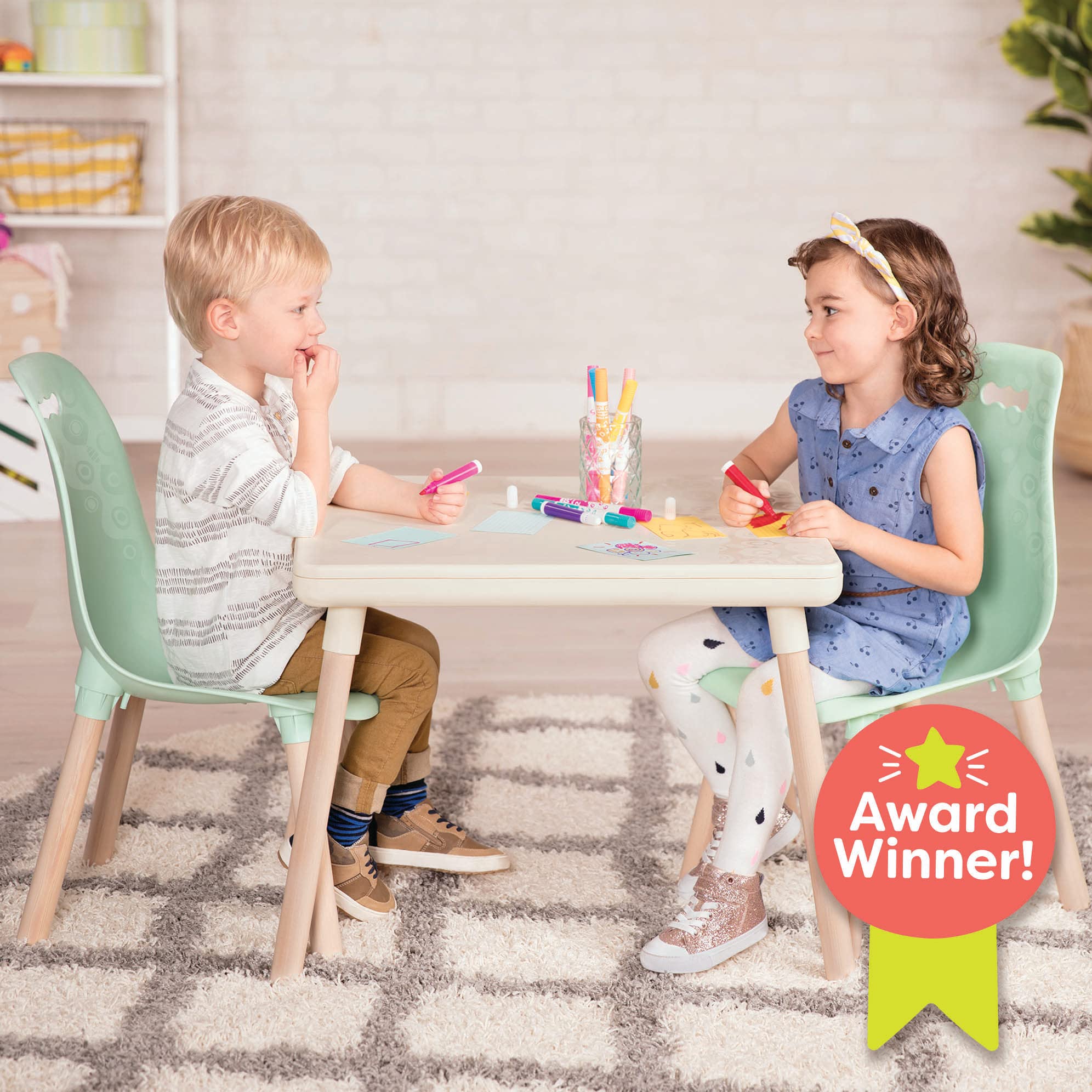 Kids Table and Chair Set - Toddler Furniture with 2 Chairs