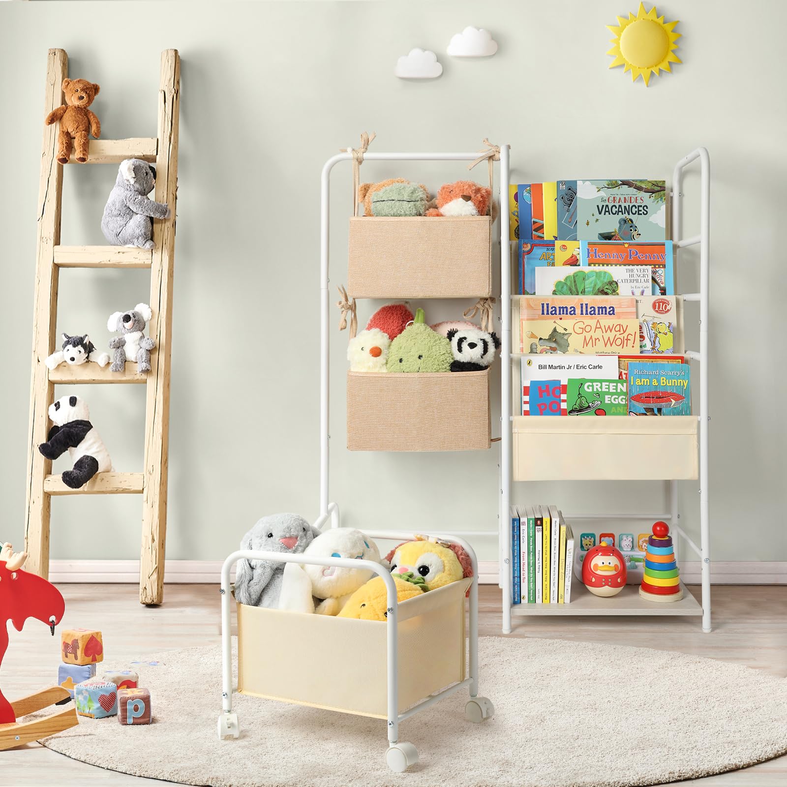 Bookshelf and Toy Storage, Montessori Bookshelf, 4-Tier Baby