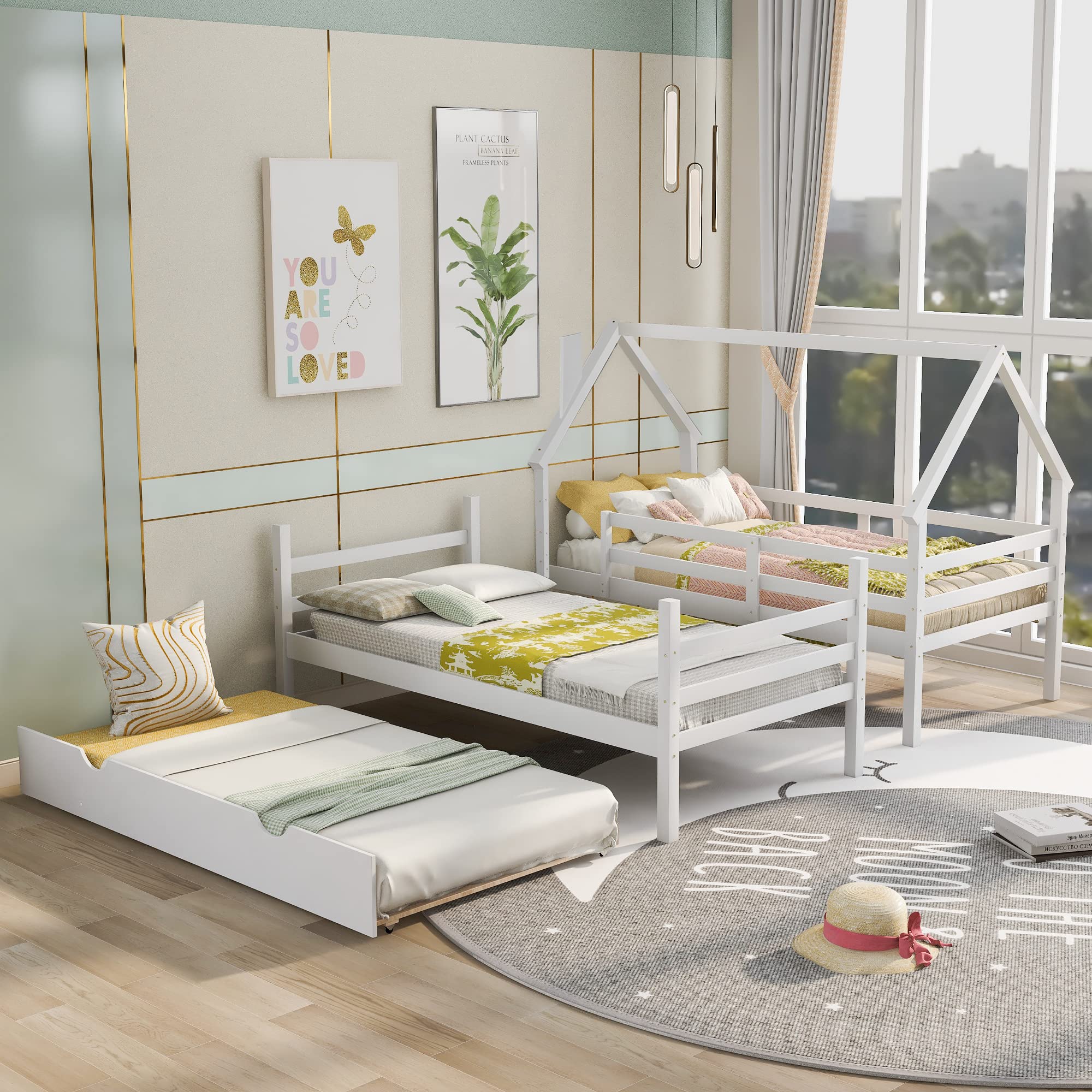 Twin Size Bed Frame for Bedroom Twin Over Twin House Bunk Bed