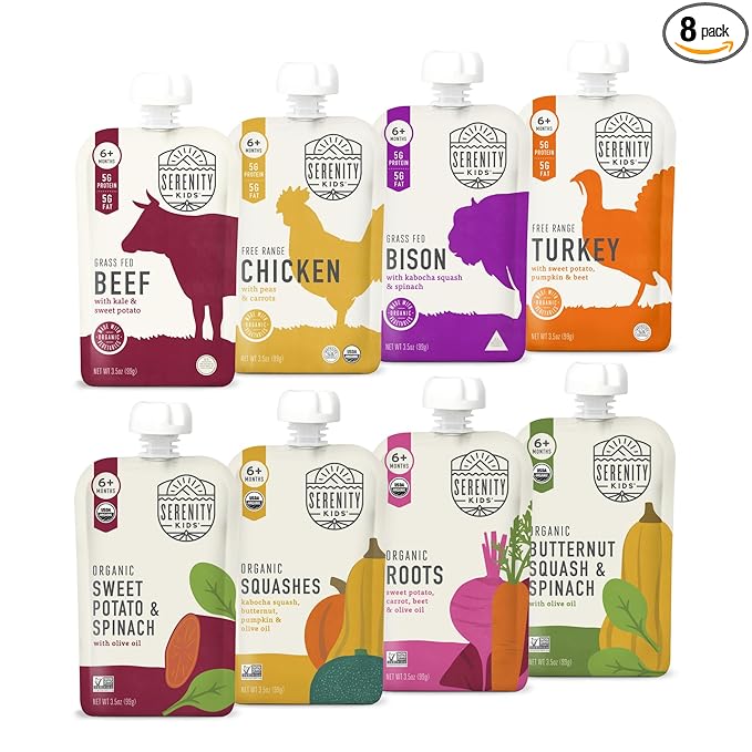 6+ Months Meats + Veggies Mixed Baby Food Puree Pouch Variety Pack