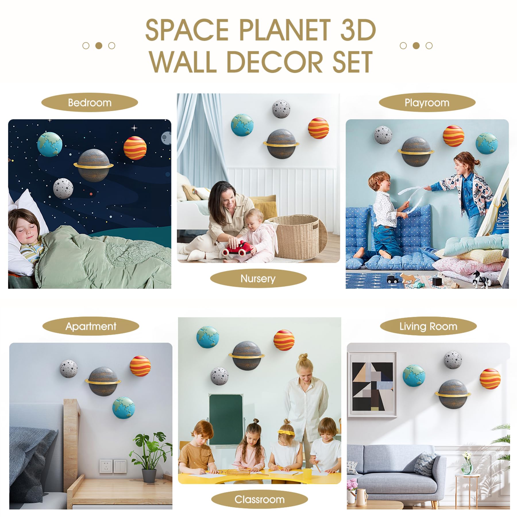 Outer Space Planets 3D Wall Decor Set