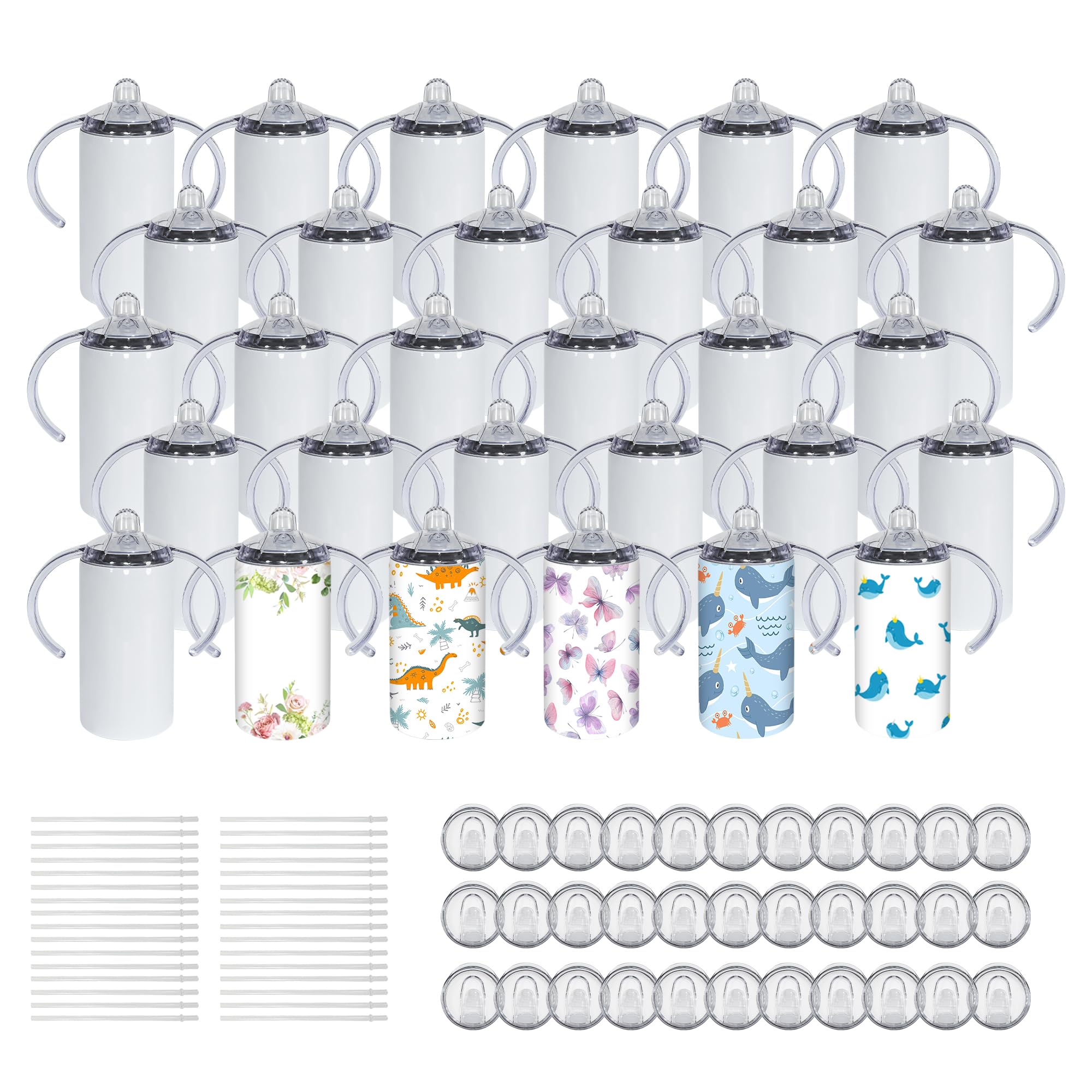 Sublimation Sippy Cup, 30 Pack Kids Sublimation Tumblers with Handle