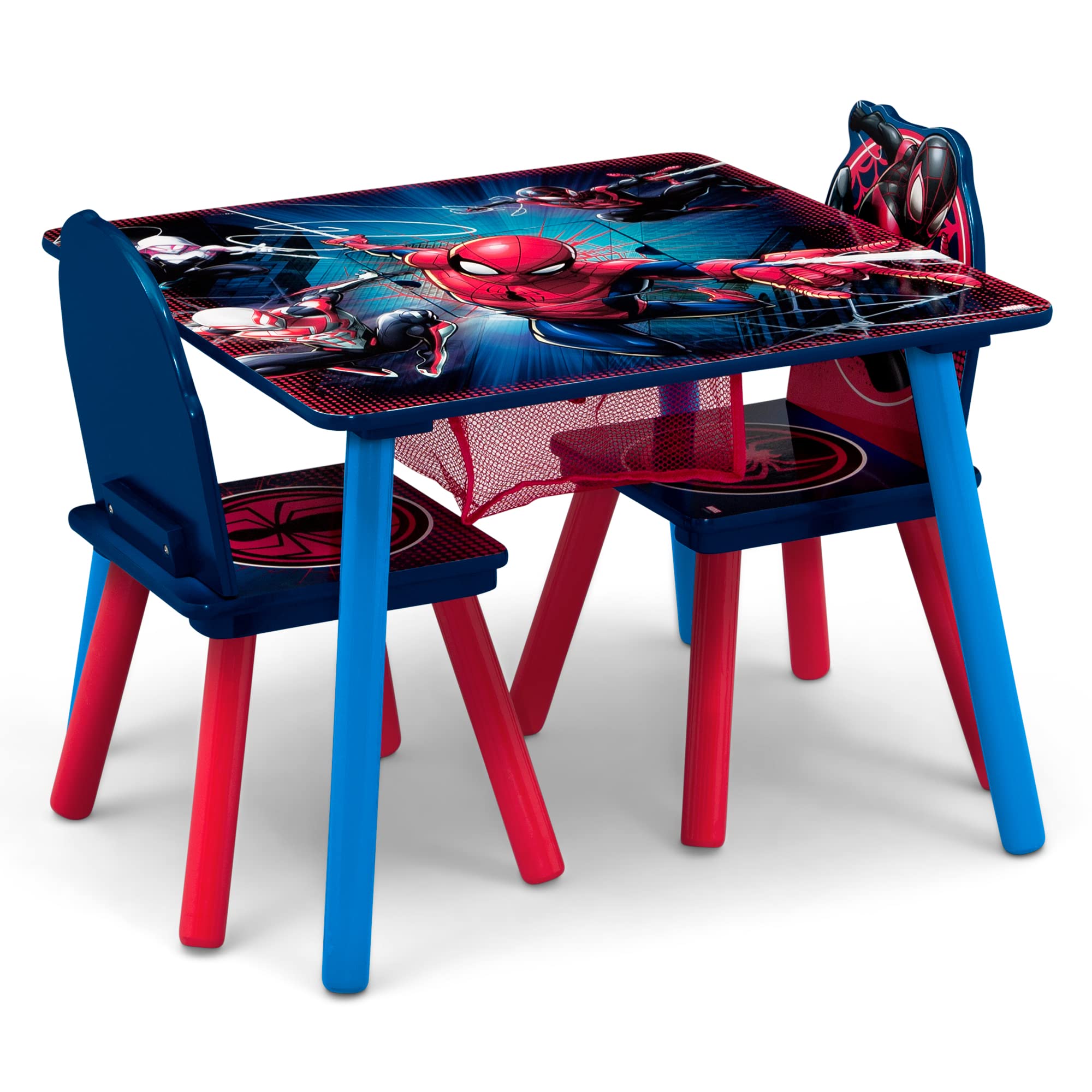 Marvel Spider Man Kids Table Set with Storage (2 Chairs Included) Greenguard Gold