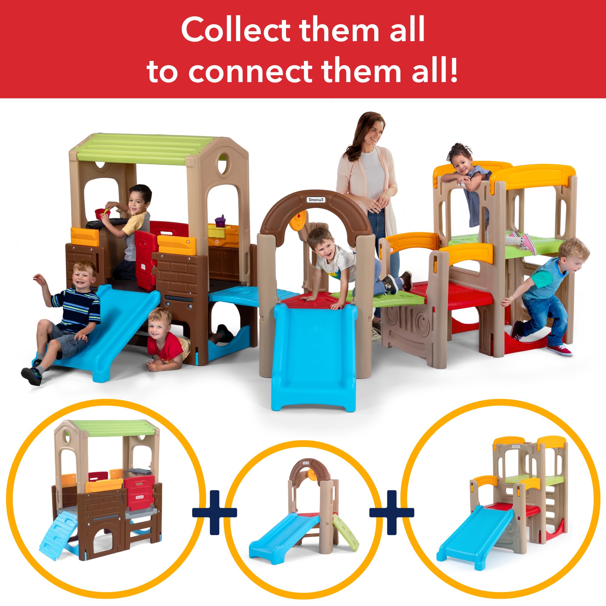 Modular Outdoor Play System with Slide and Climbing Features
