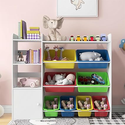 Kids Toy Storage Organizer, 4-Tier Toy Organizers W/8 Removable