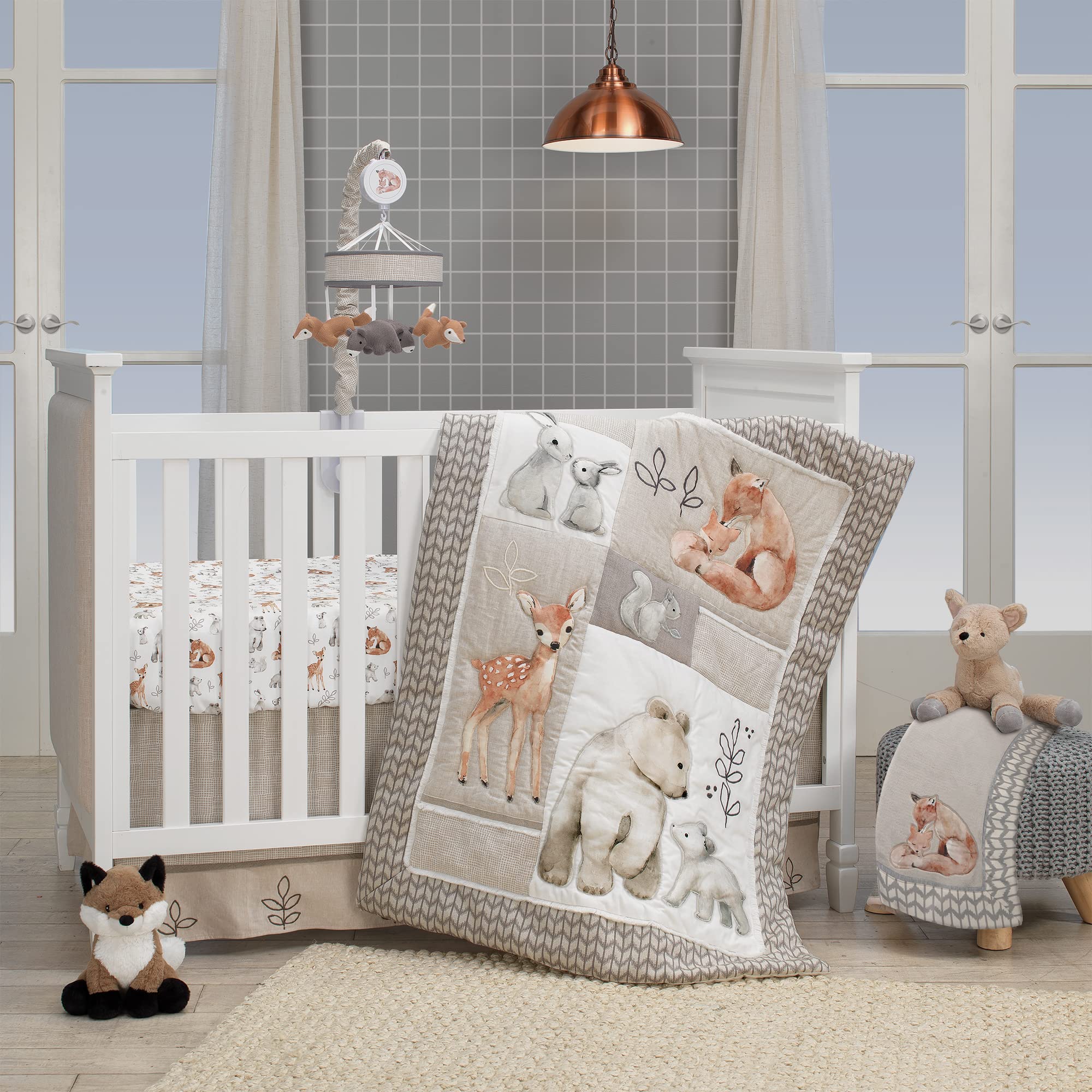 Painted Forest 4-Piece Crib Bedding Set - Gray