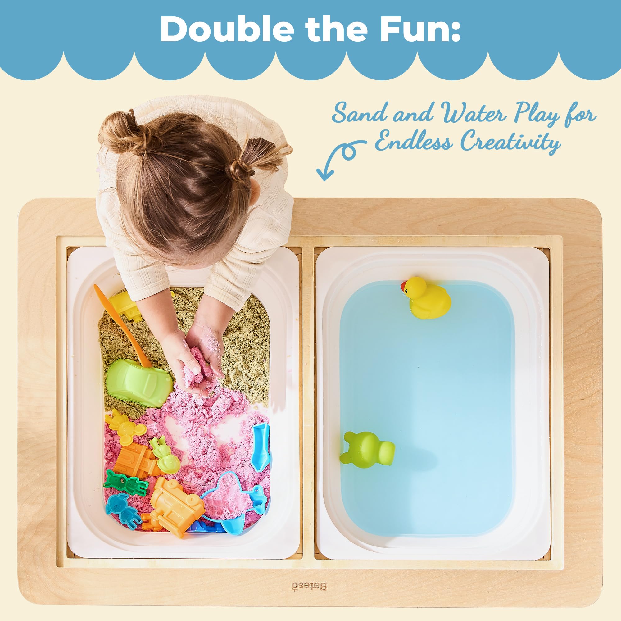 Wooden Sensory Table for Toddlers with 2 Chairs