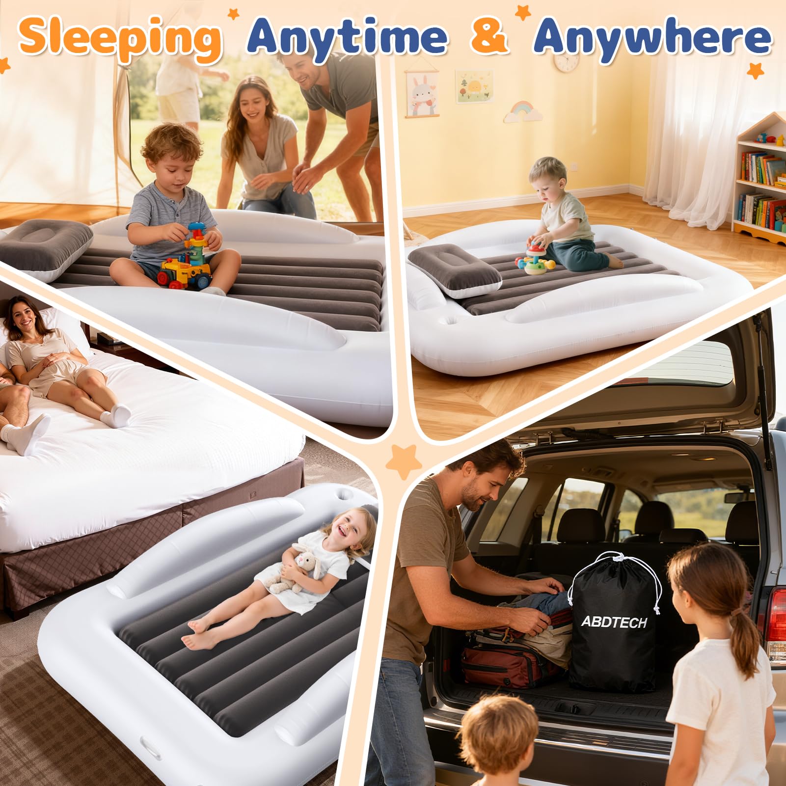 Inflatable Toddler Travel Bed with Safety Bumpers