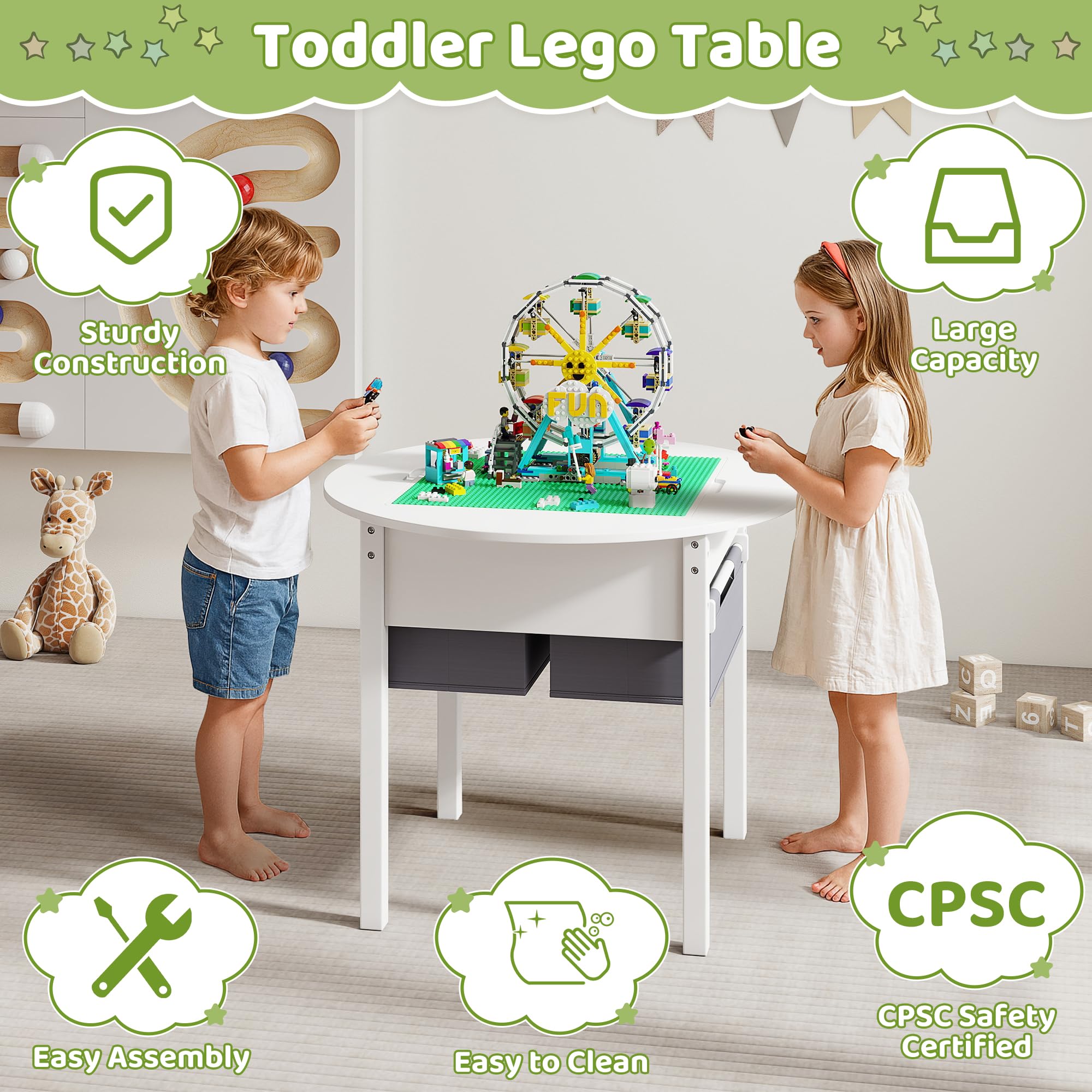 Kids Activity Table with Storage and Double-Sided Desktop