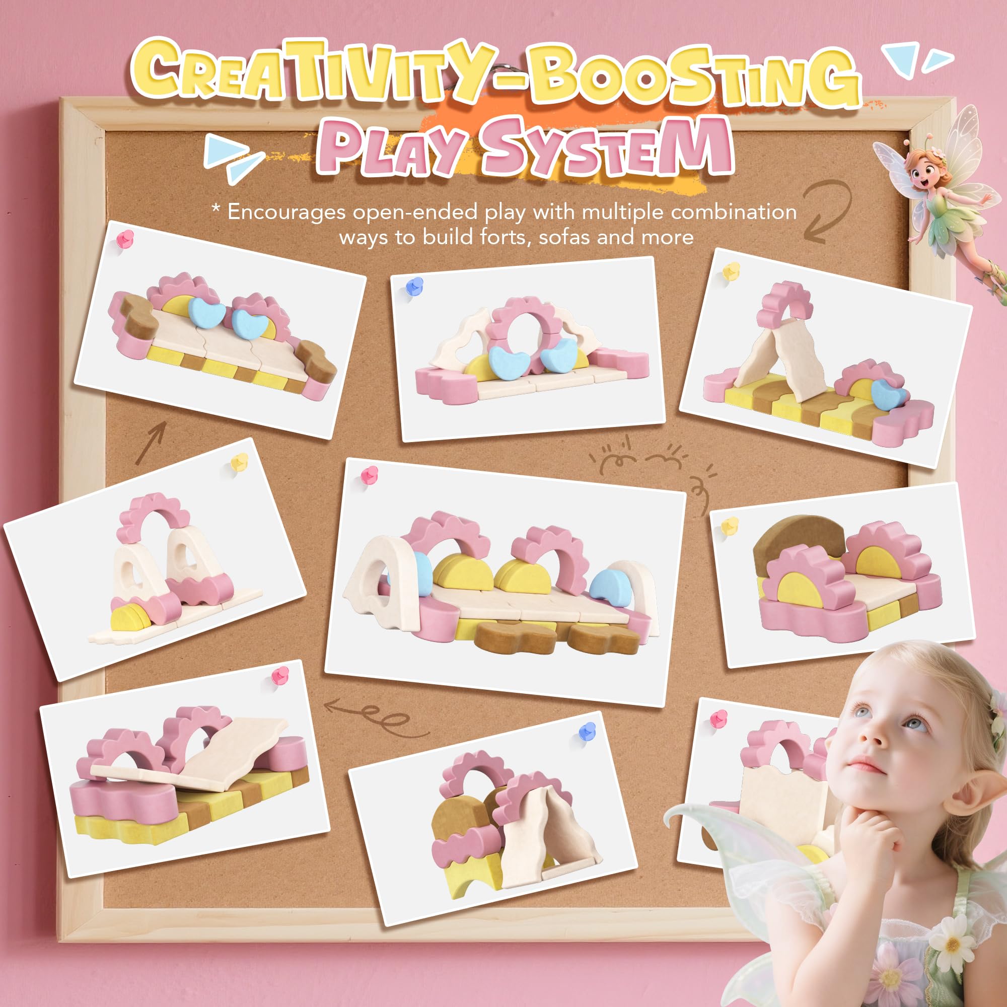 Modular Kids Play Couch - Flower Theme