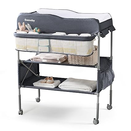 Baby Changing Table, Foldable Changing Table Dresser Changing Station