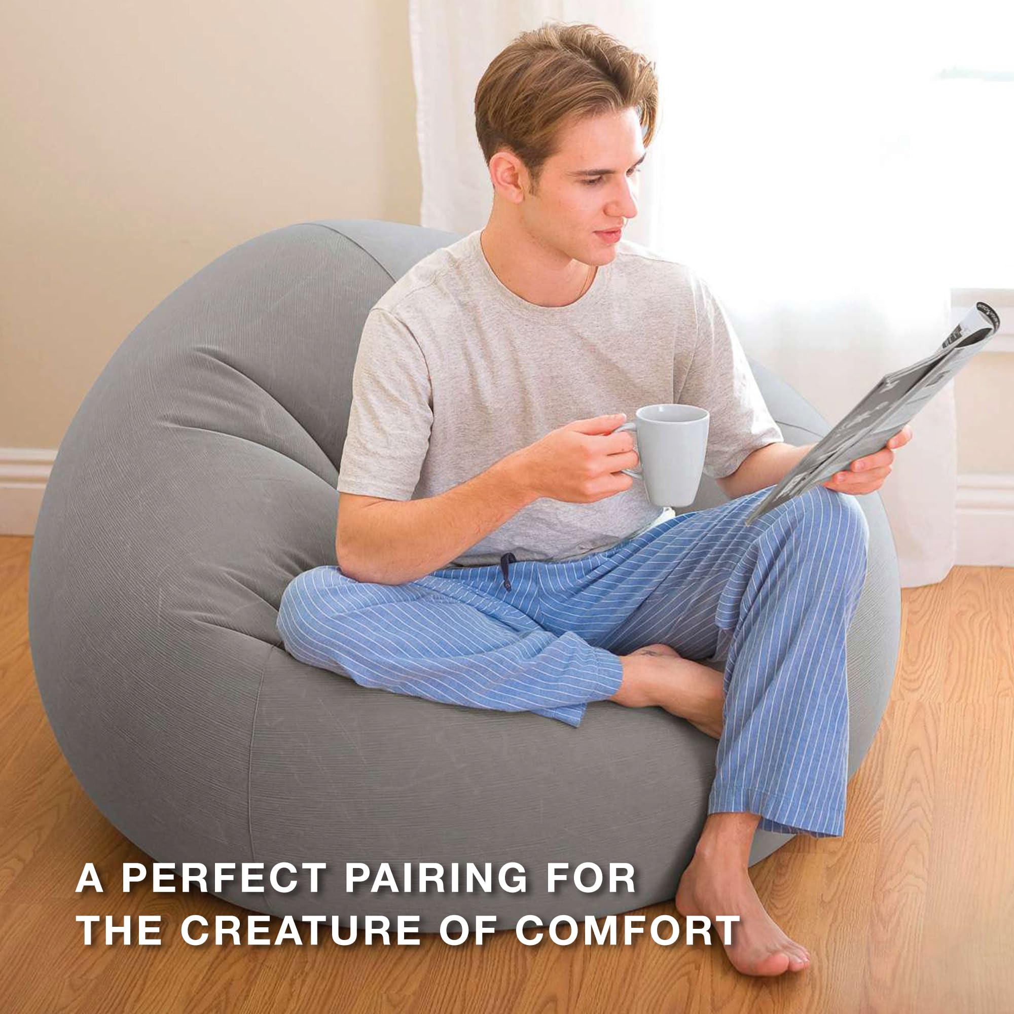Inflatable Lounge Chair with Corduroy Texture
