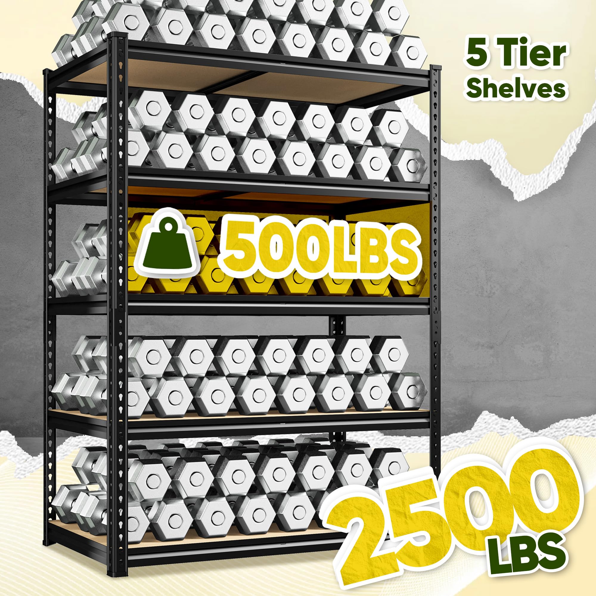 5-Tier Heavy Duty Metal Garage Shelving Unit