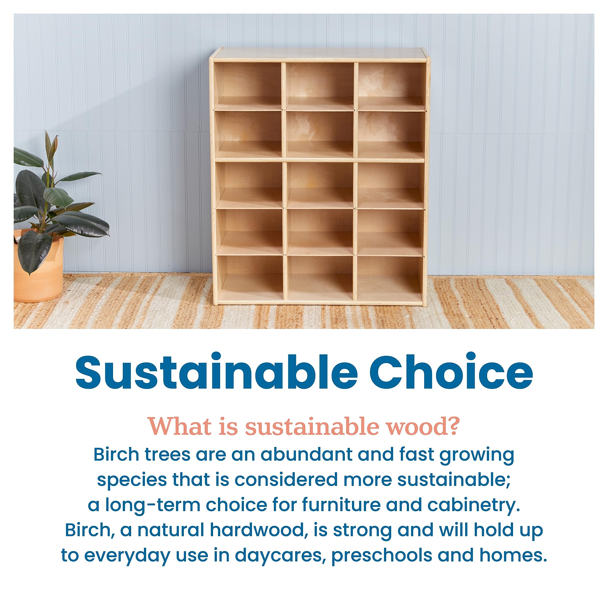 15 Cubby Tray Storage Cabinet with Open Shelving