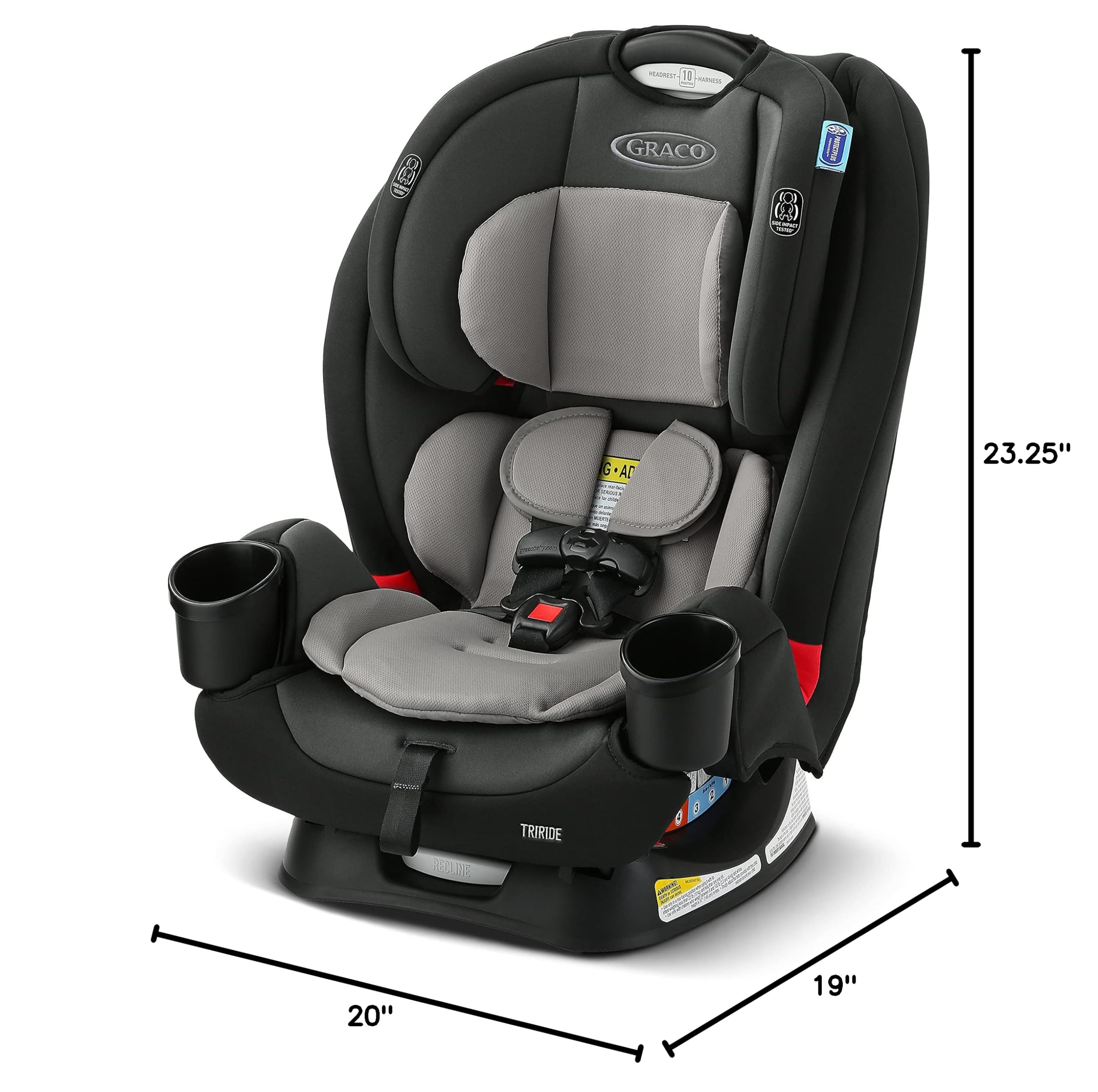 TriRide 3-in-1 Convertible Car Seat - Highback Booster, Forward & Rear