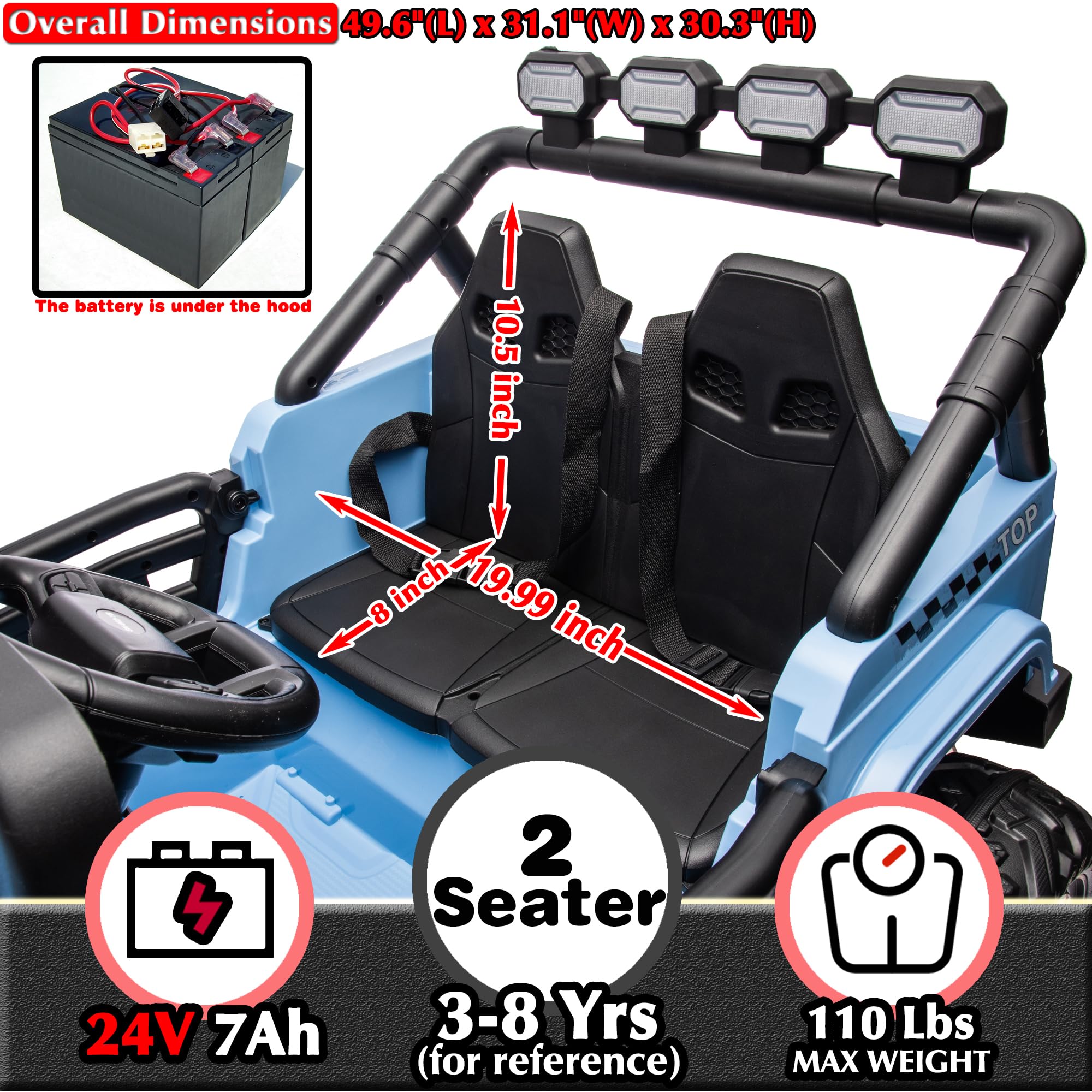 24V 2-Seater Electric Ride-On Truck for Kids