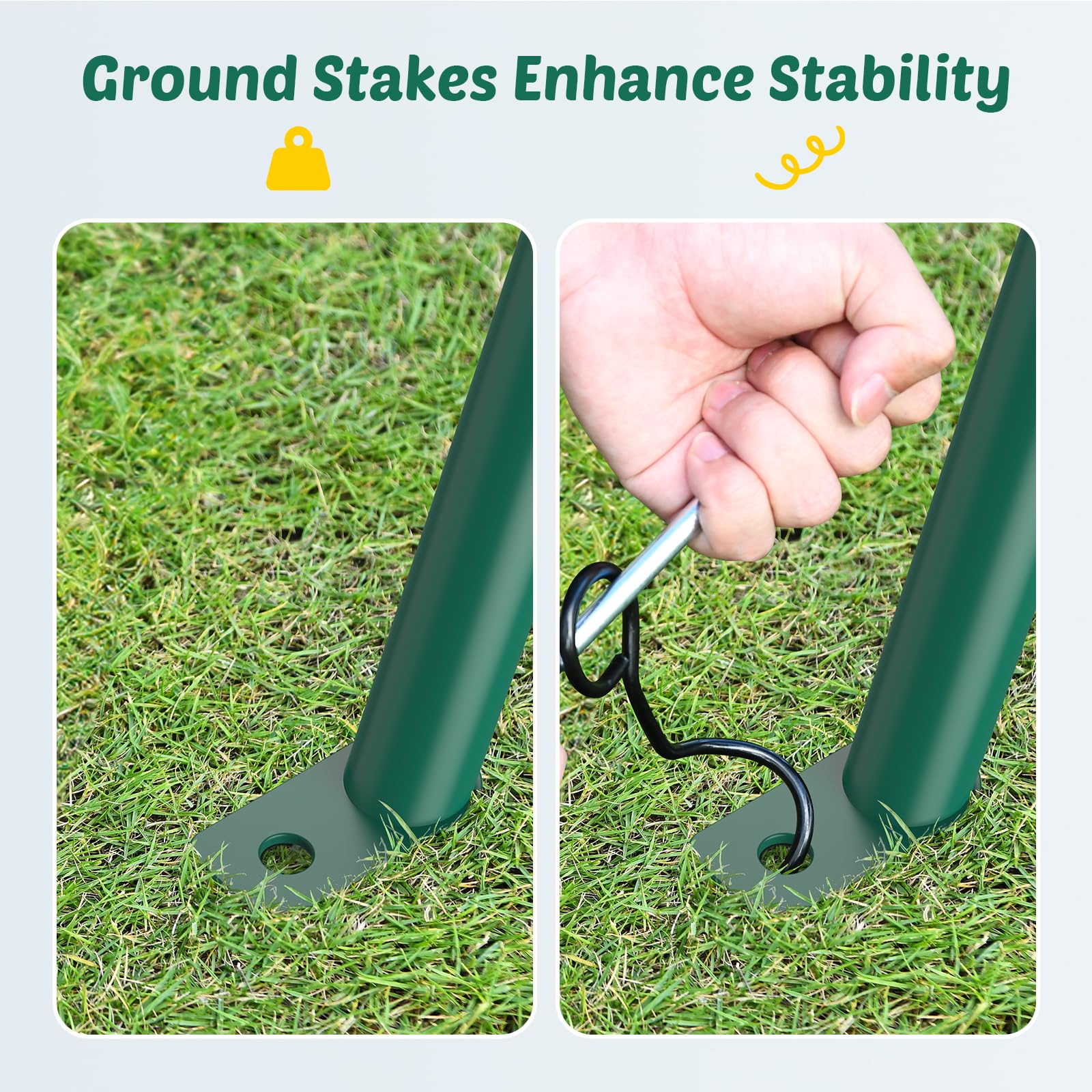 440lbs Capacity 2-Seat Outdoor Swing Set with A-Frame Metal Stand