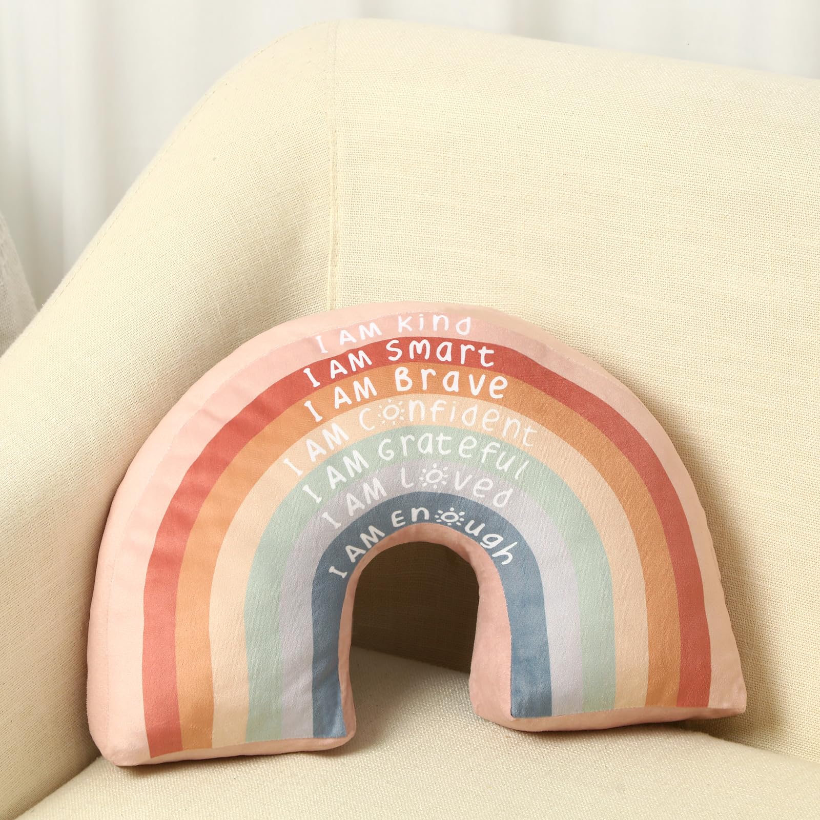 Rainbow Throw Pillow Boho Classroom Reading Corner Throw Pillow