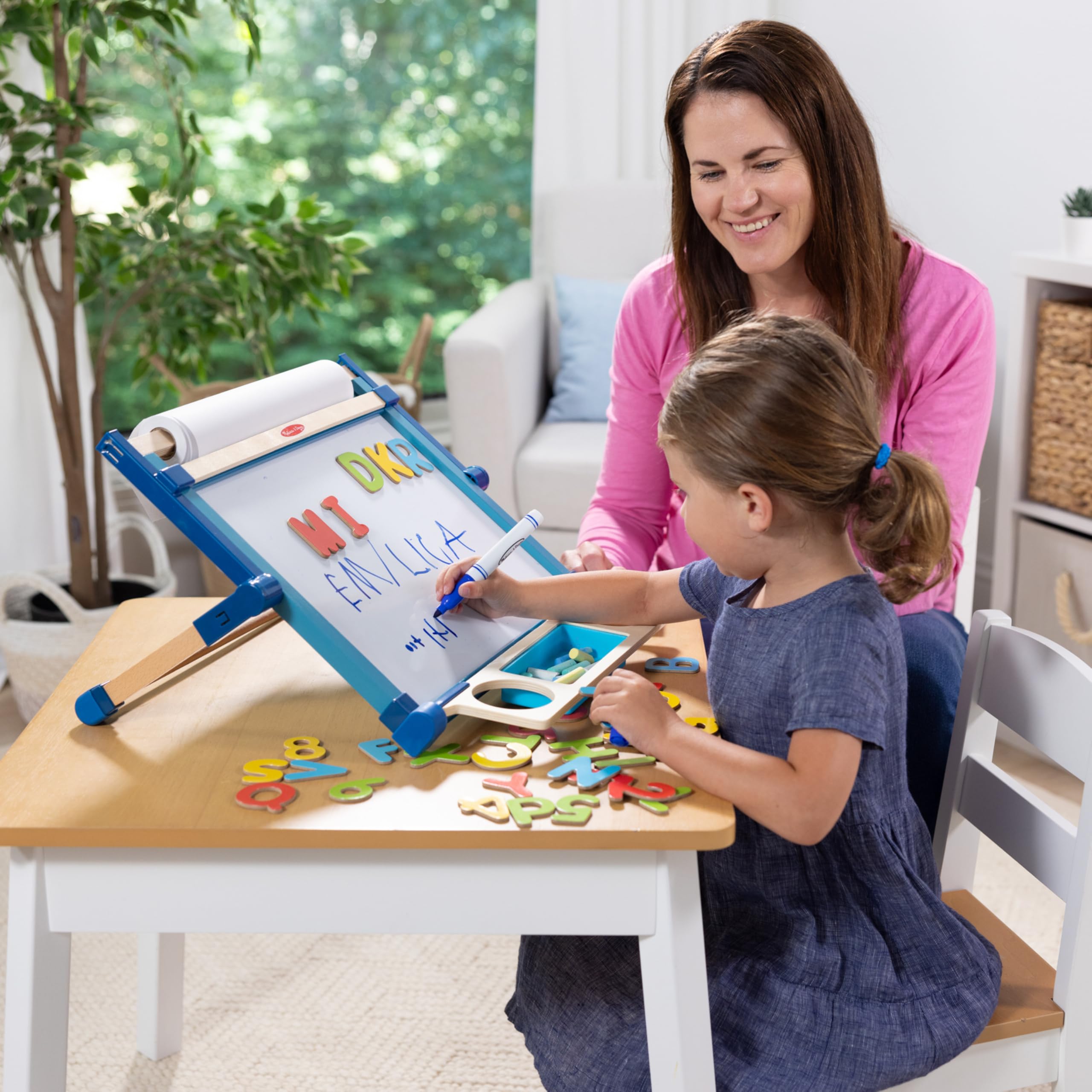 Double Sided Tabletop Art Easel with Magnetic Board