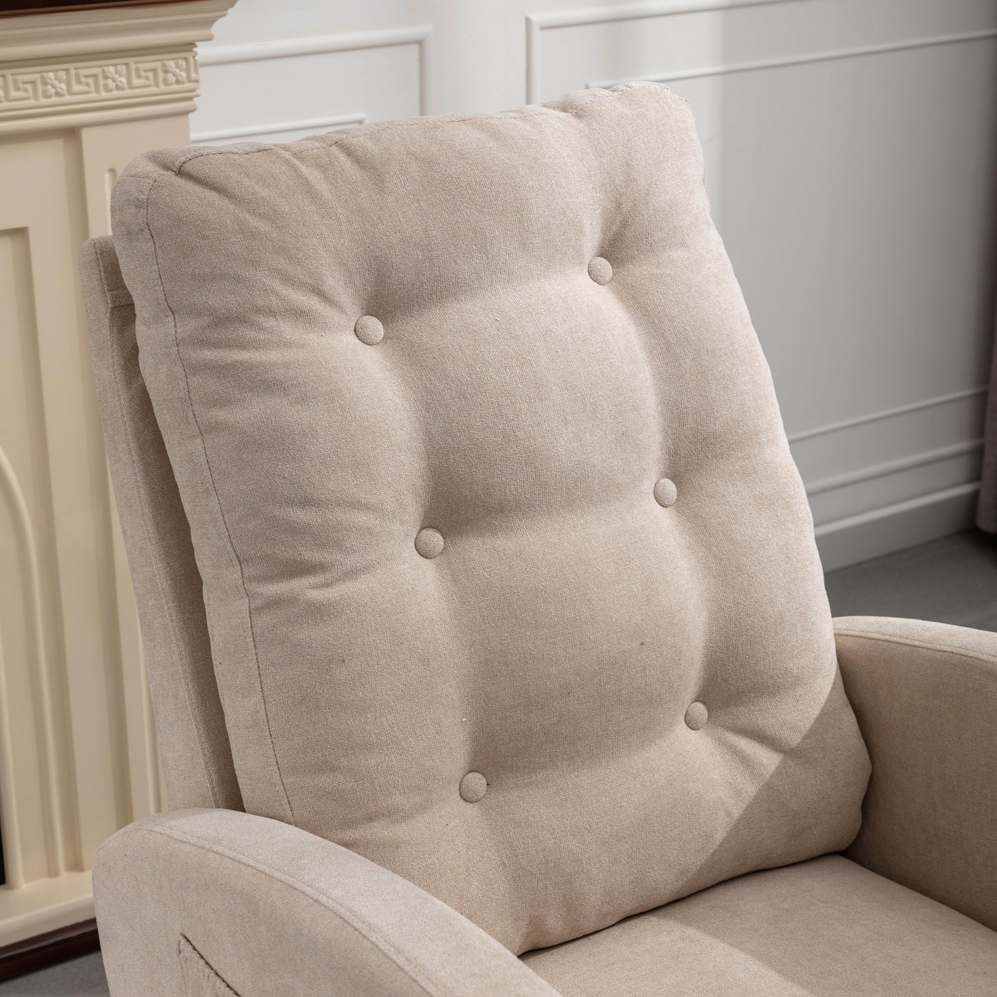 Nursery Rocking Chair with Footrest and Side Pocket