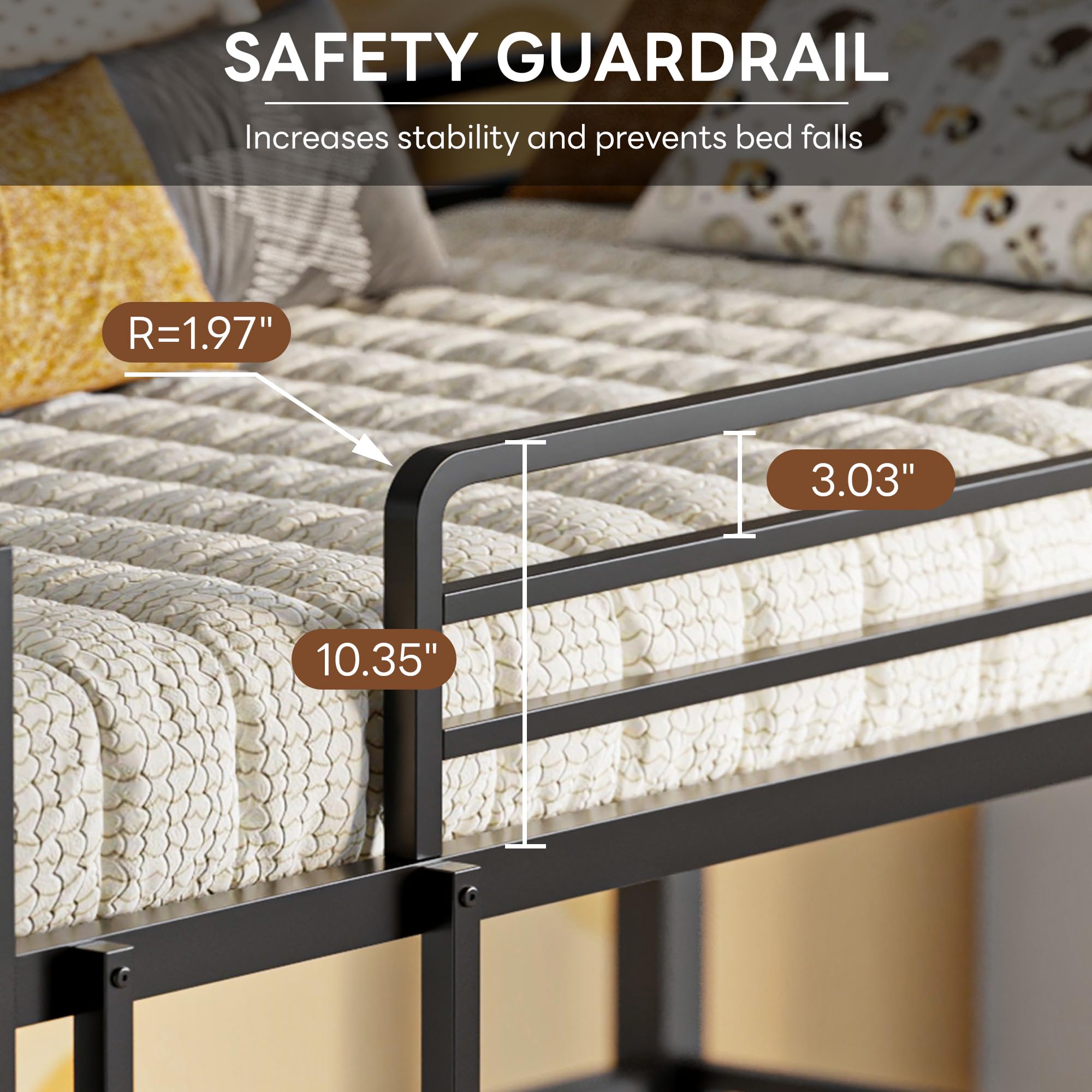 Triple Bunk Bed Twin Over Twin Over Twin with Guardrails