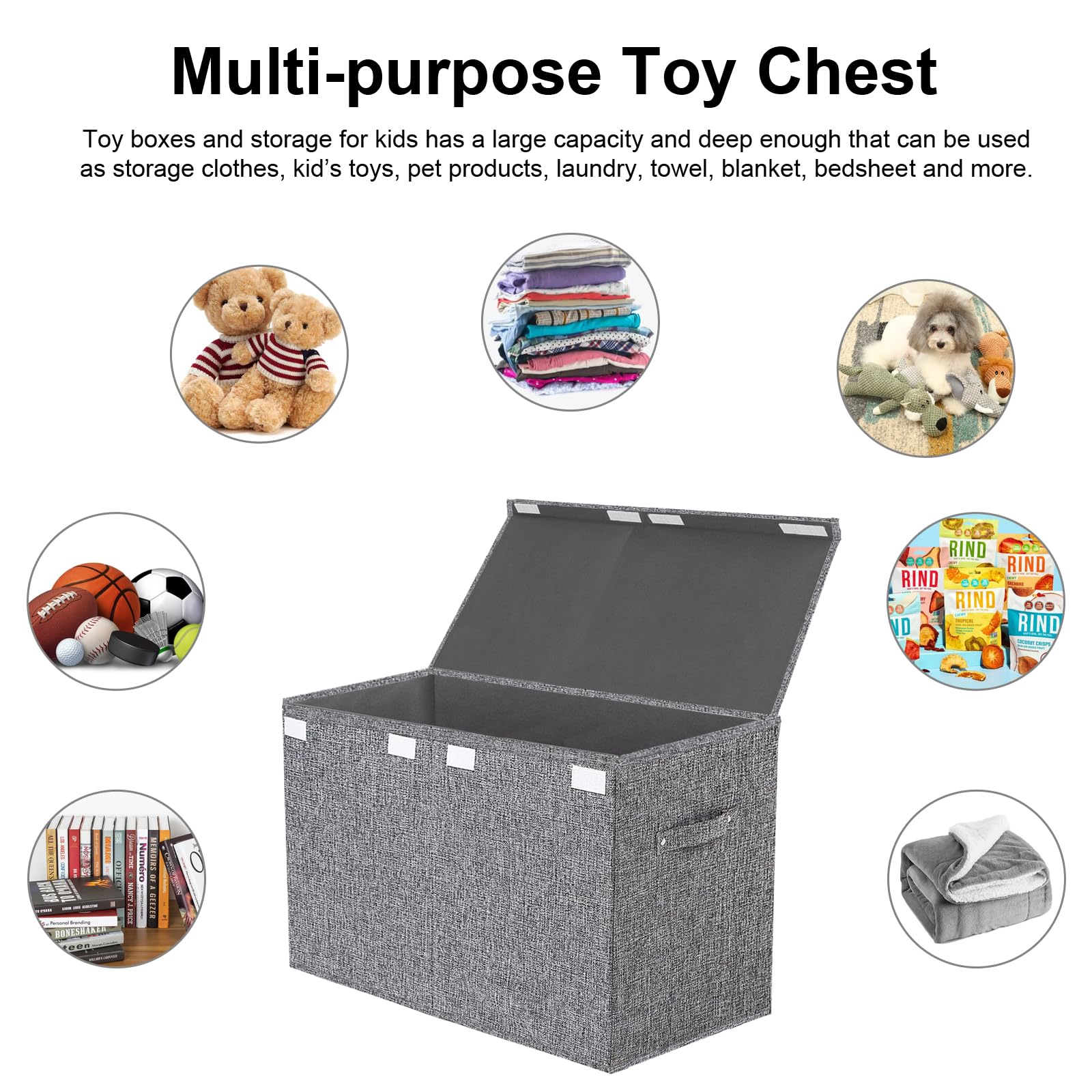 Collapsible Toy Storage Bin with Lid - Large Capacity