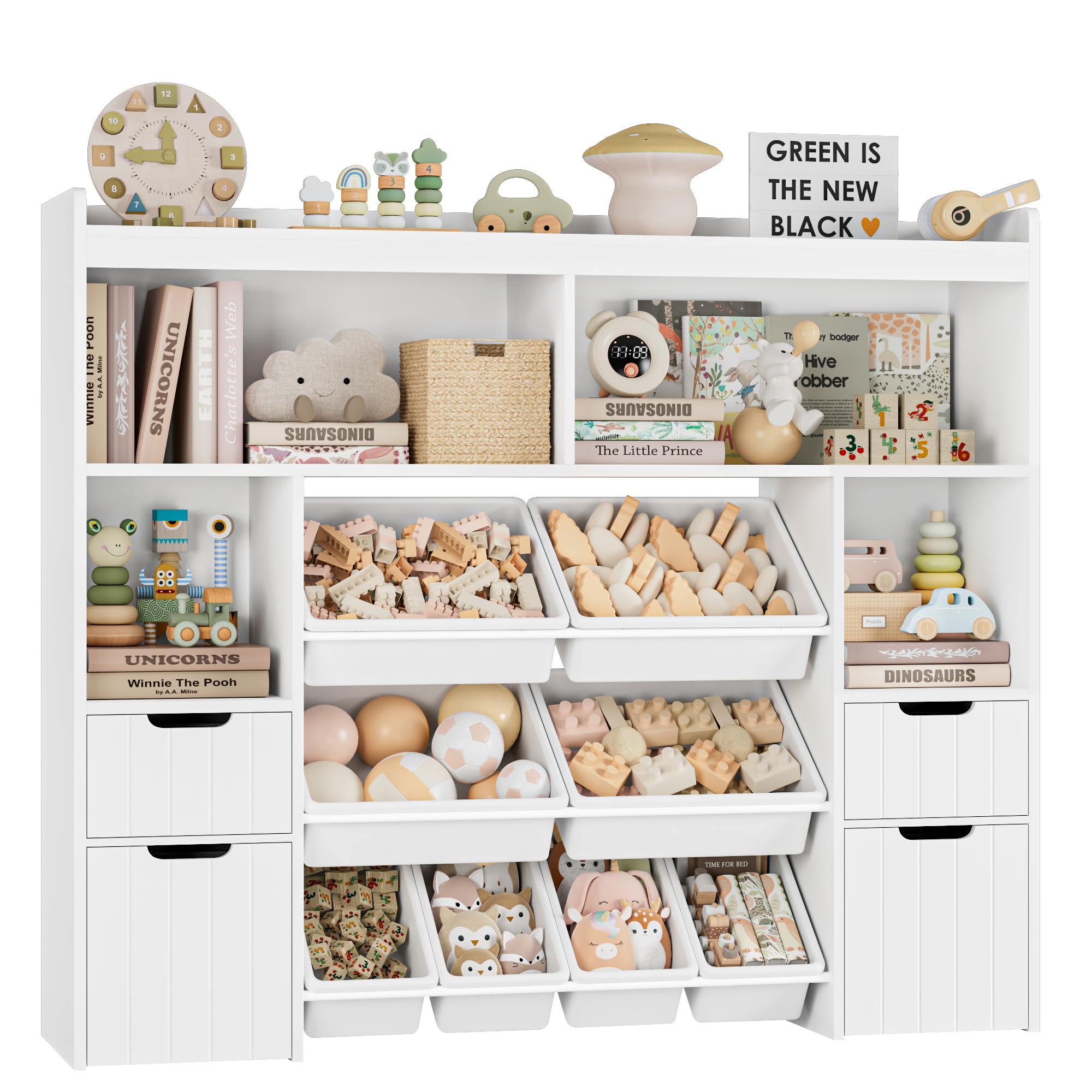 " W Toy Storage Organizer with Drawers, Large Kids Toy