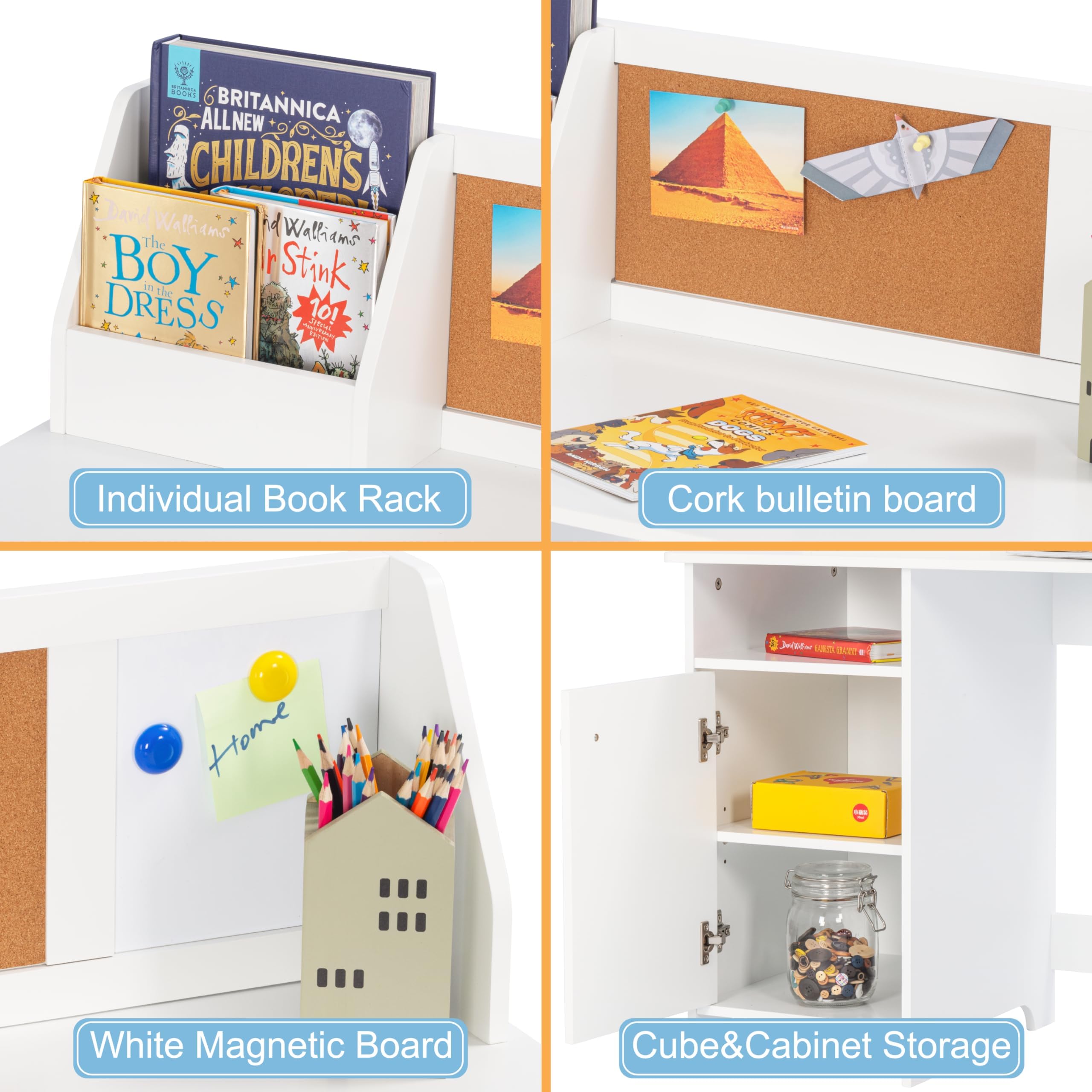 Kids Study Desk with Chair Set White
