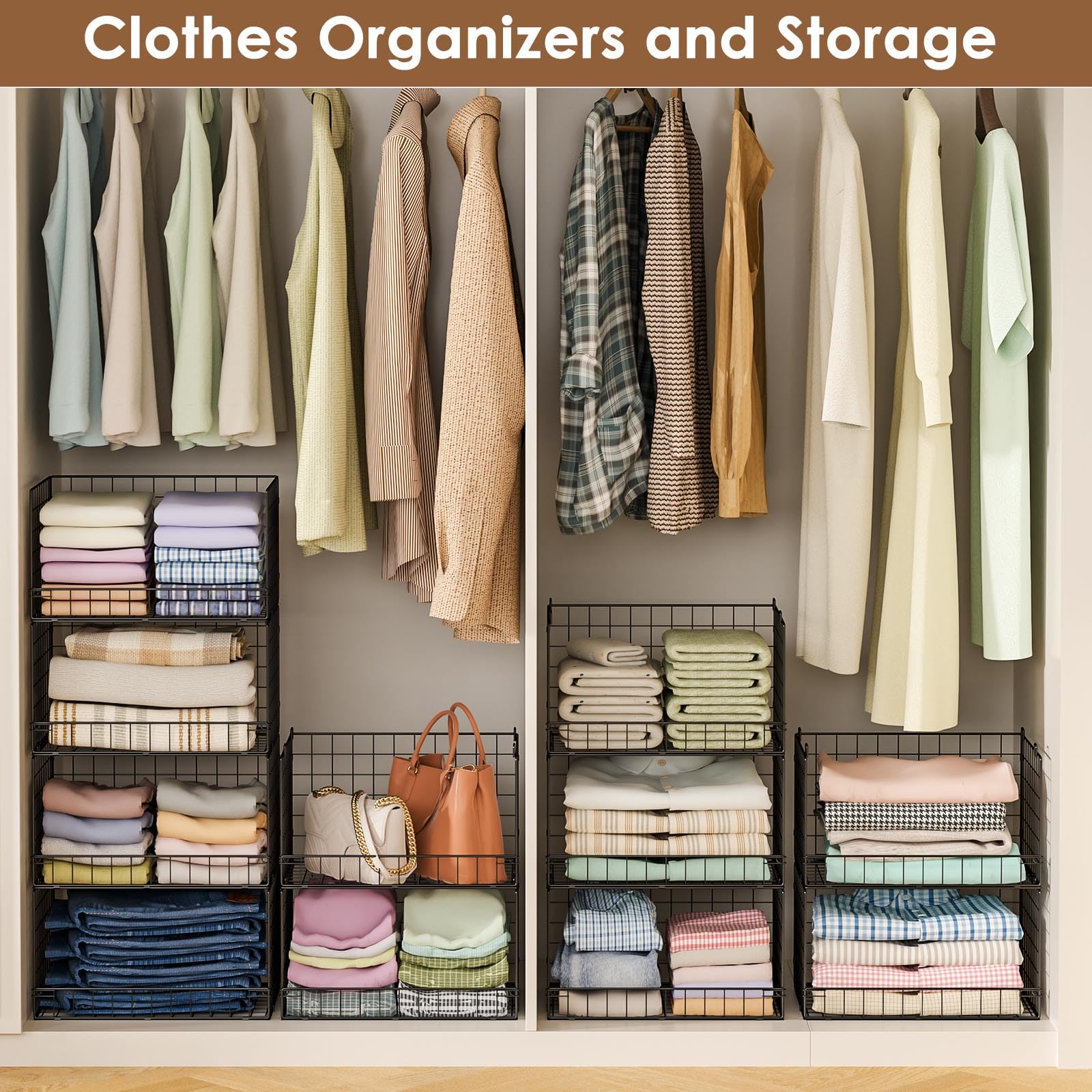 4-Tier Stackable Closet Organizer Shelves