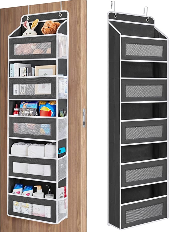 Over The Door Organizer Storage, 5 Shelf Hanging Door Organizer with 5 Large