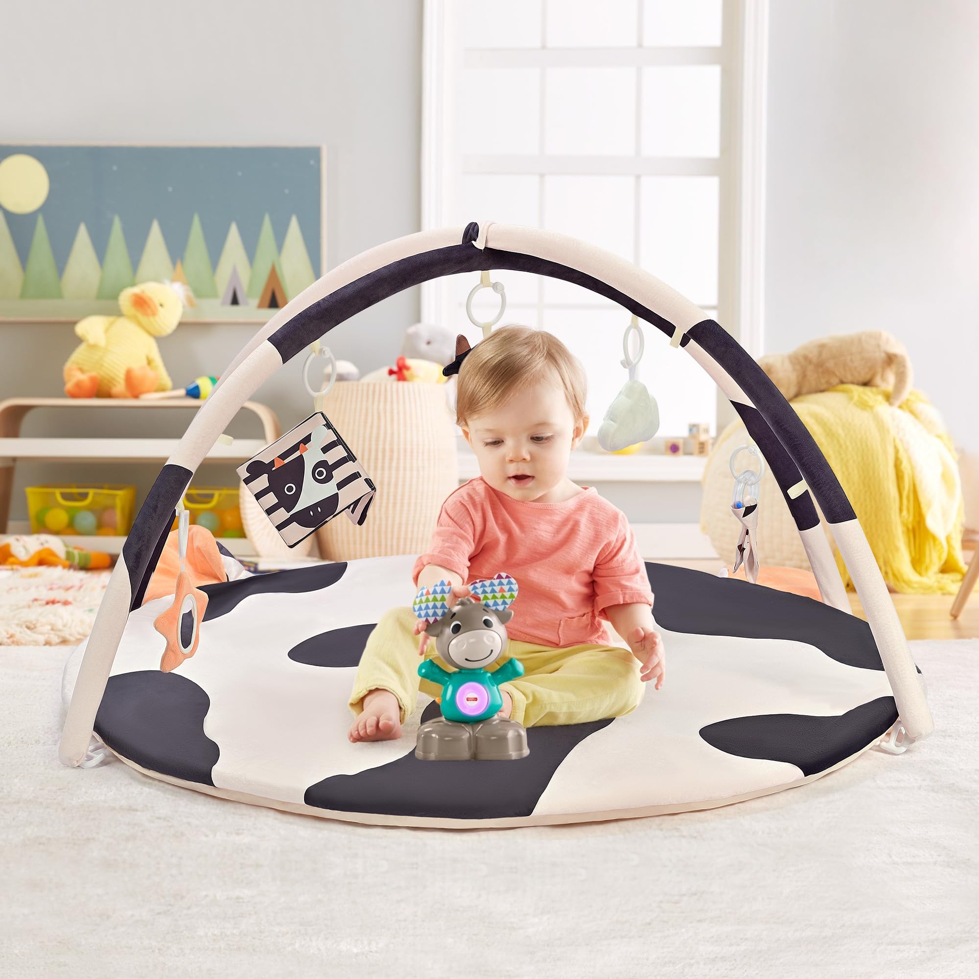 Cow Theme Baby Play Mat, Tummy Time Mat for Infant Newborn