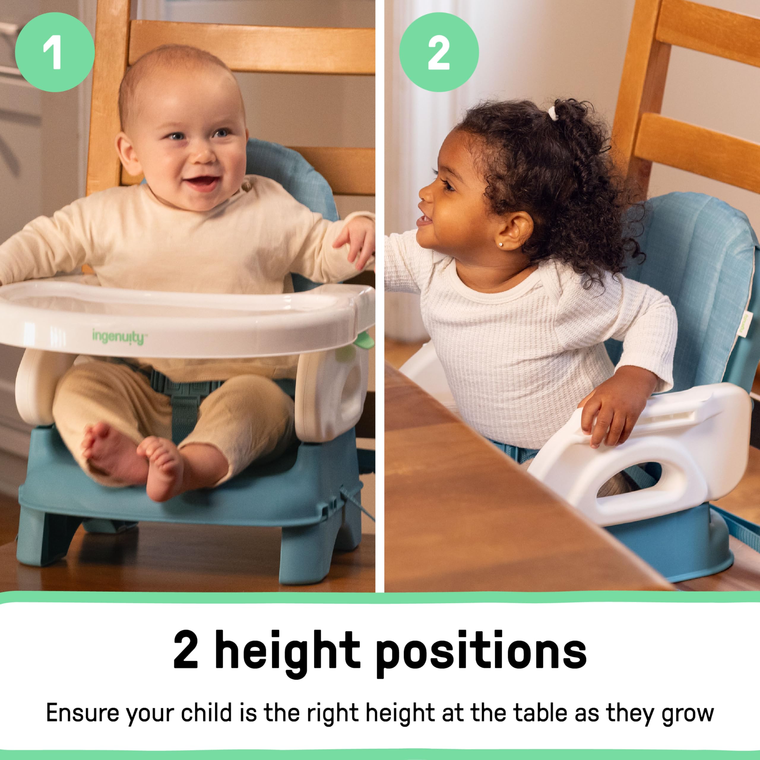Folding Booster Seat with Adjustable Height and Cushioned Comfort