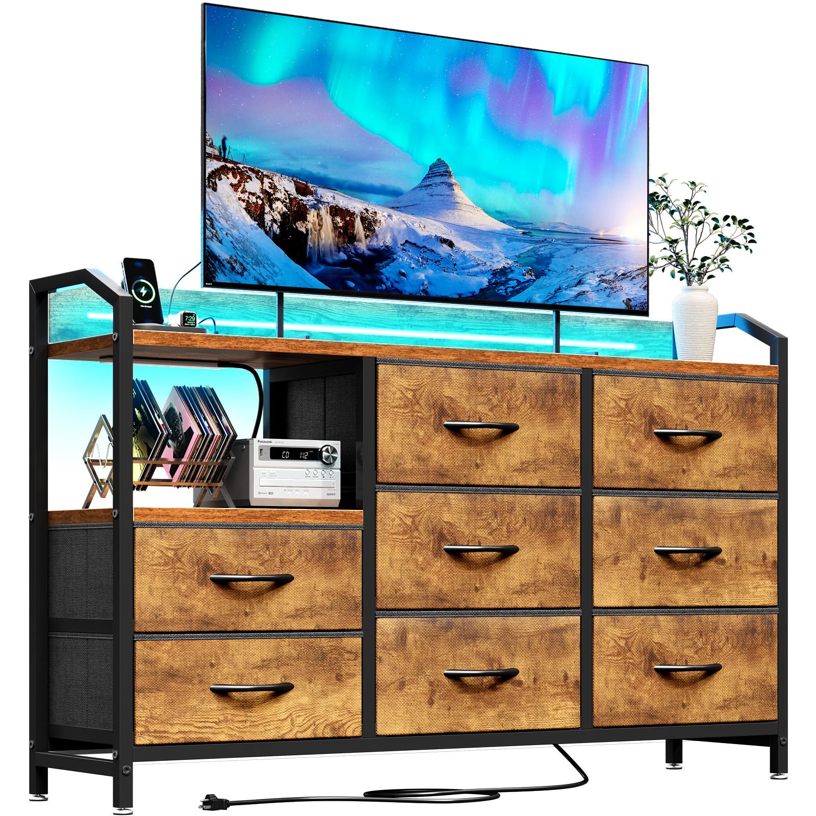 8-Drawer Dresser with LED Lighting & Power Outlets