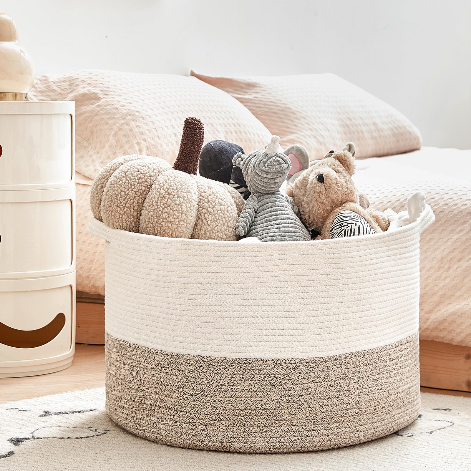 Extra Large Cotton Rope Basket 22" x 14" - Toy Basket for Kids -Blanket